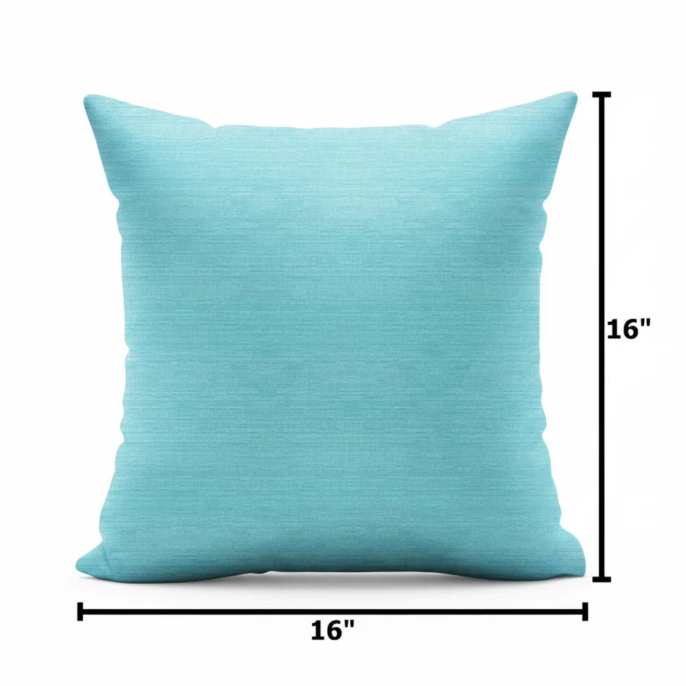 Solid Aqua Blue Textured Outdoor Square Throw Pillow