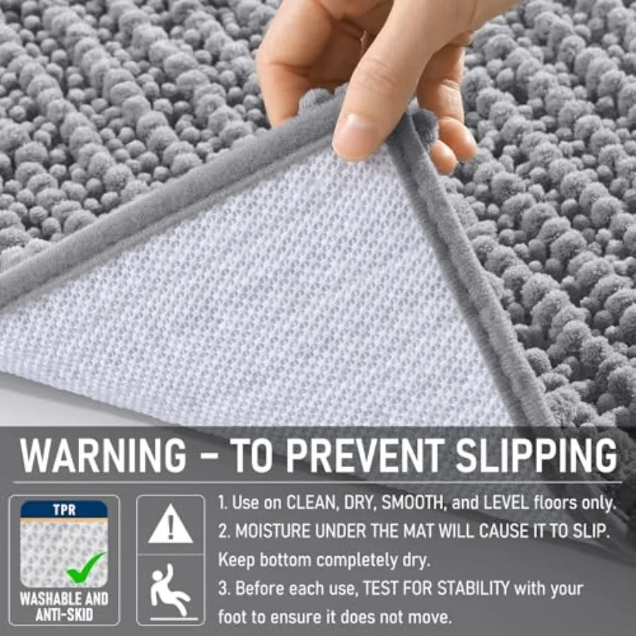 Soft Thick Chenille Non Slip Bath Rug Mat Machine Washable