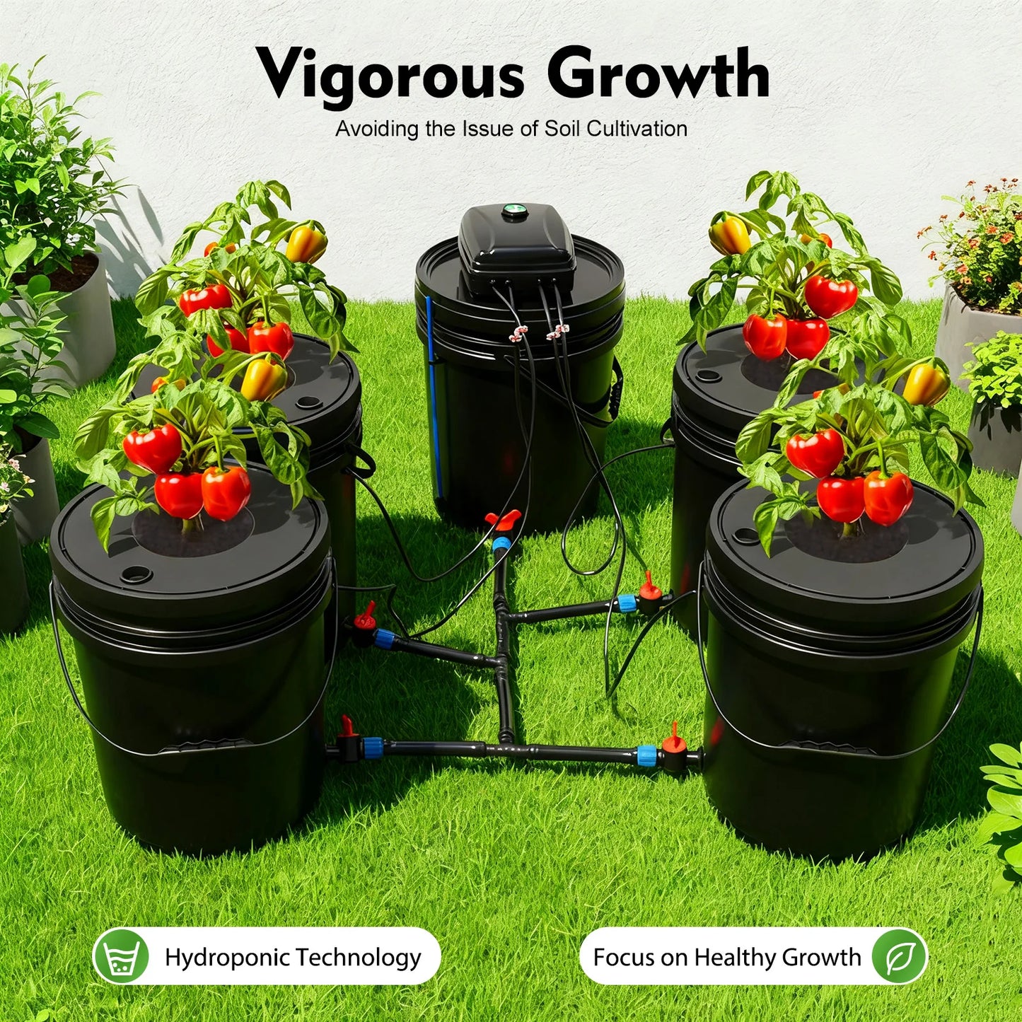 Bymaocar Hydroponics System Kit Deep Water Culture With Air Pump