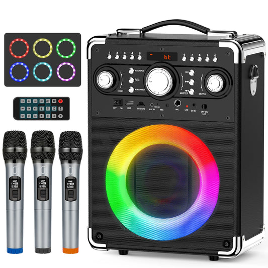 FanFun Karaoke Machine With 3 Mics And DJ Disco Ball
