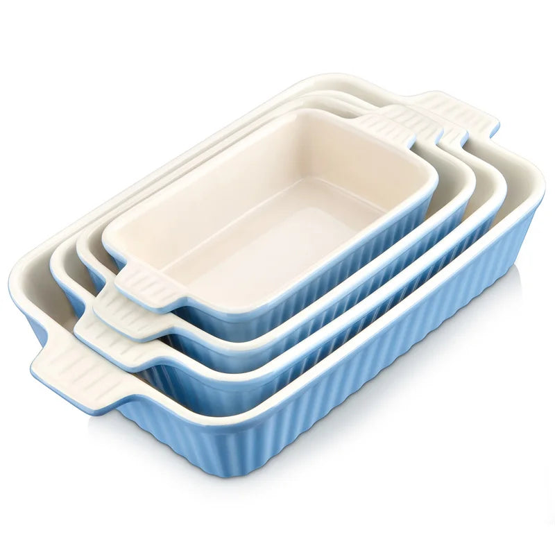 MALACASA Ceramic Table Baking Dishes Set With Oven Safe Handles