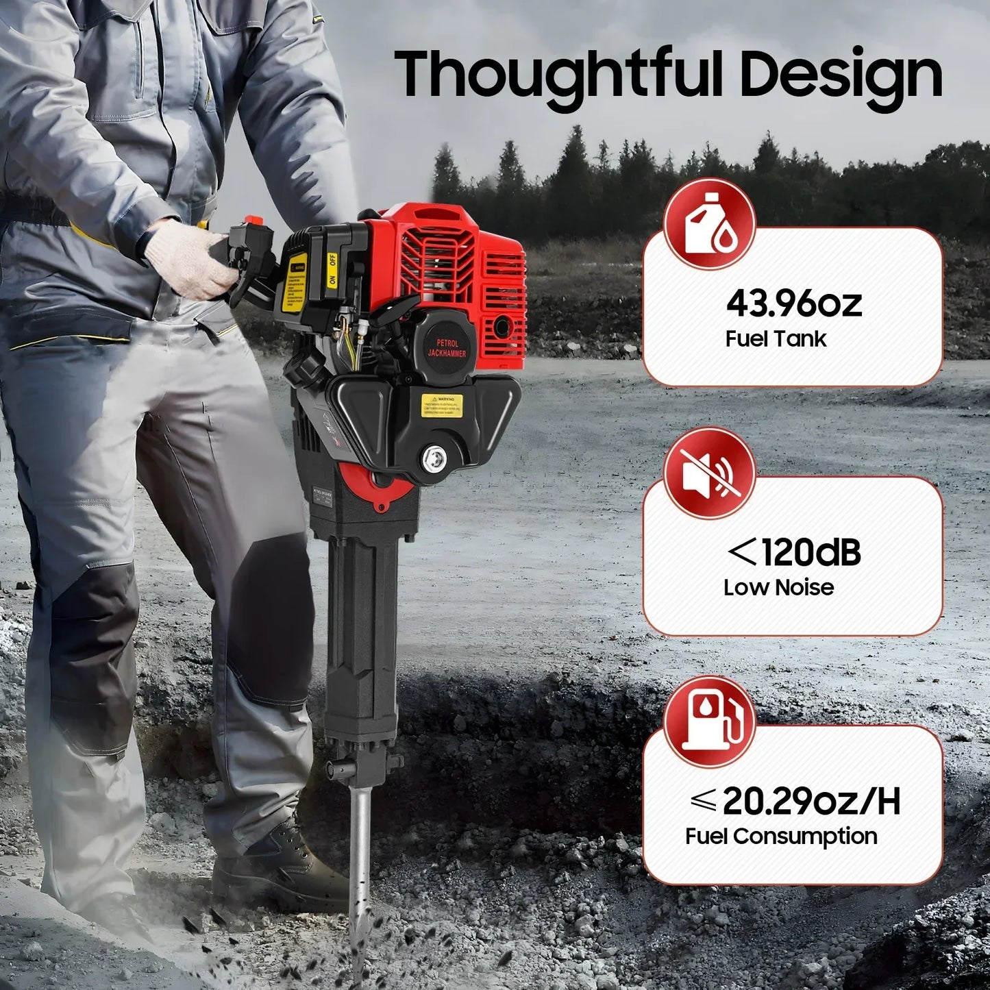 CNCEST Gas Powered Tree Digger 1900W Handheld Excavator