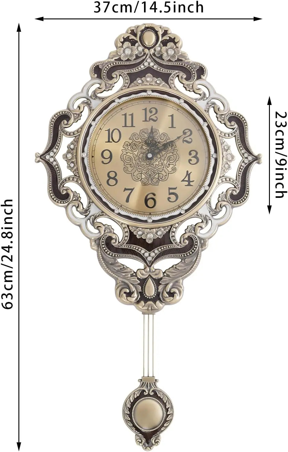 Retro Pendulum Wall Clock European Style Metal Silent Clock