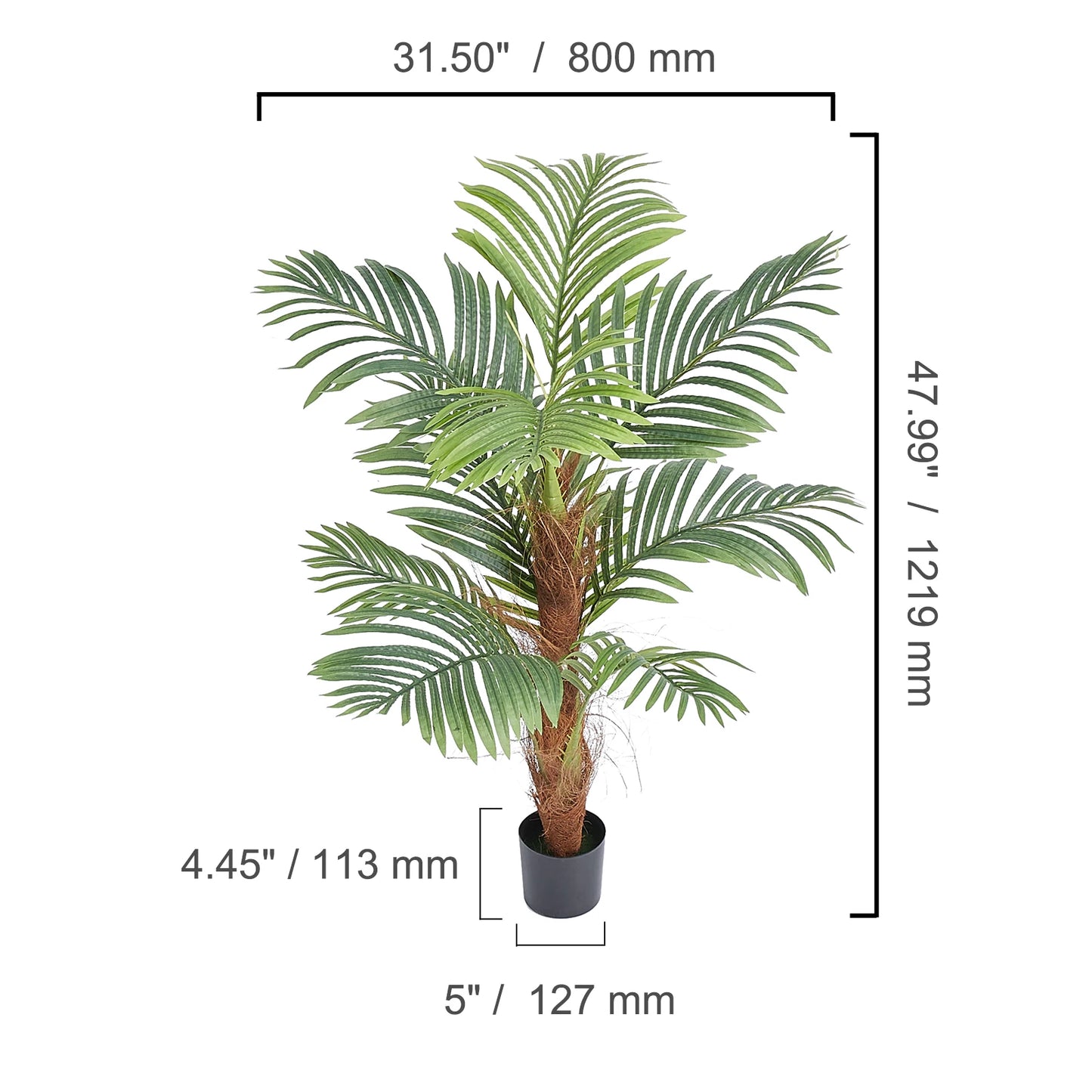 SucceBuy Artificial Palm Tree Faux Plant With Anti Tip Support