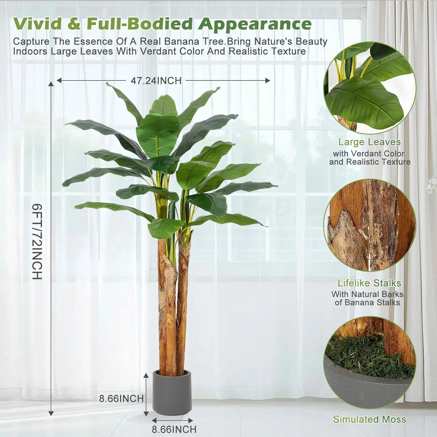 HiMISS Artificial Banana Tree Planter for Home and Office Decor