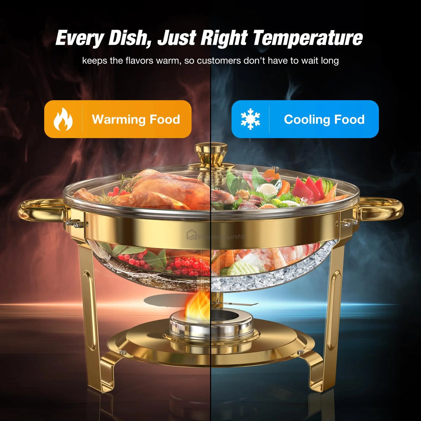 Round Stainless Steel Chafing Dishes Set For Buffets