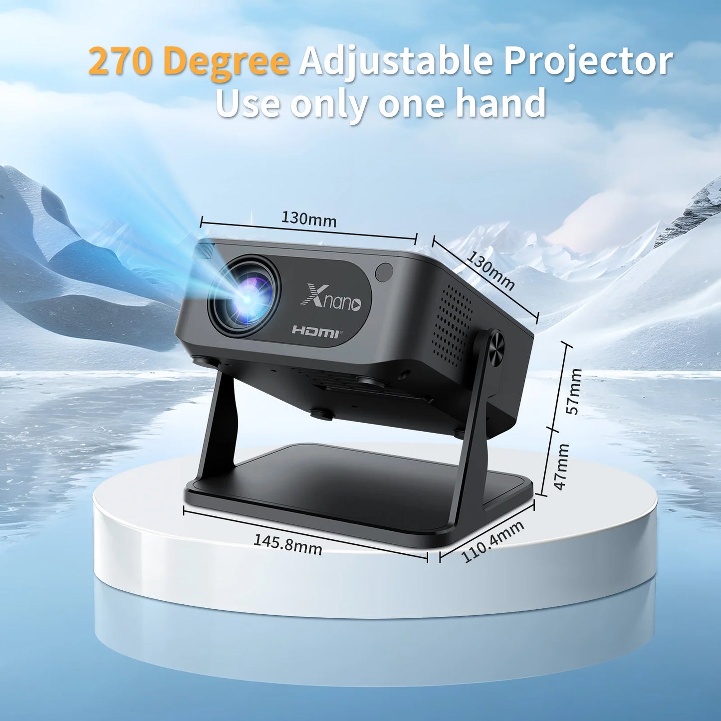 XNANO Mini Smart Projector 720P Native 4K Decoding Dual WiFi