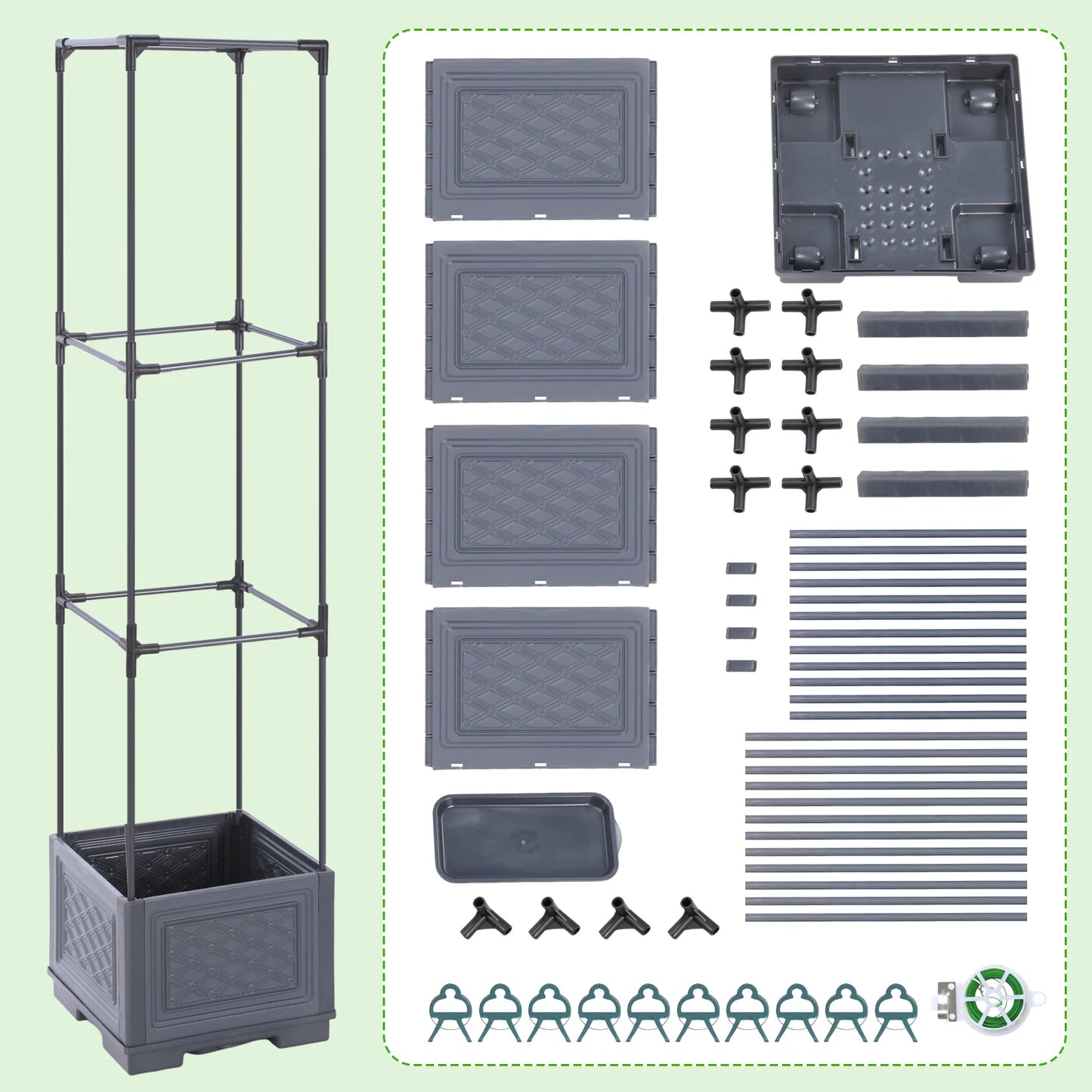 ALIILEE Three-Layer Self Planting Wheeled Garden Planter Box Trellis