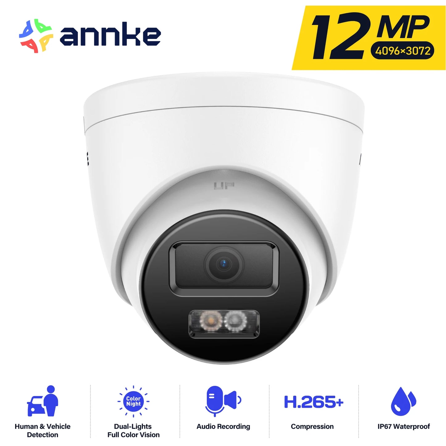 ANNKE 12MP Outdoor Dual-Light PoE Security Camera Night Vision