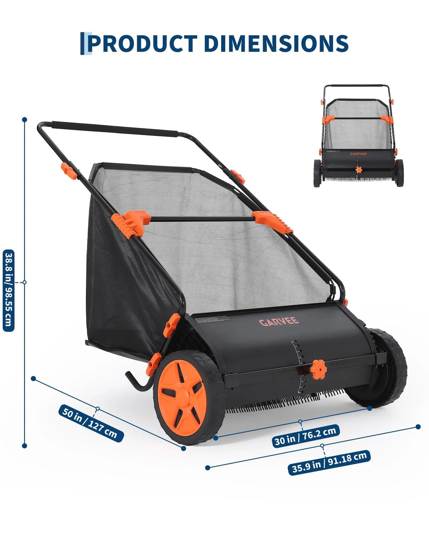 Studyset Heavy-Duty Push Lawn Sweeper With Mesh Bag