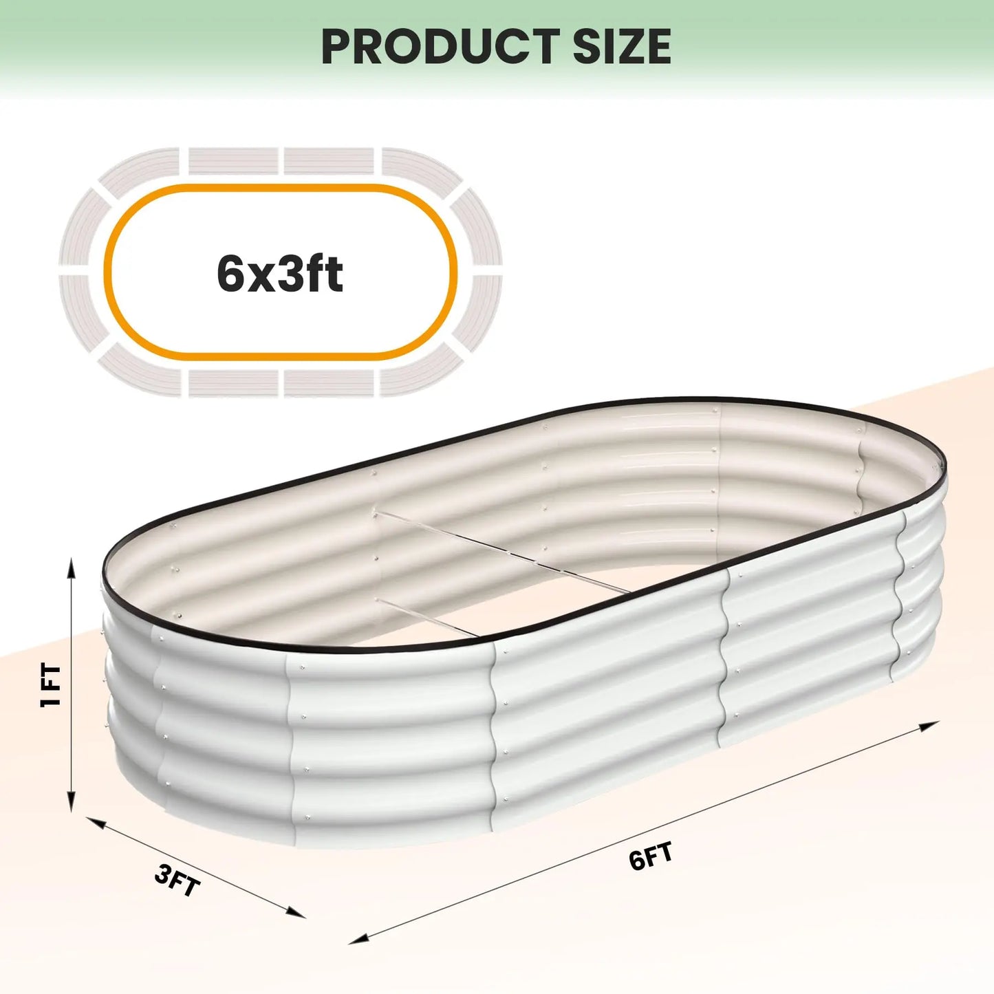 HiMISS 2 Pack Oval Galvanized Steel Raised Garden Bed