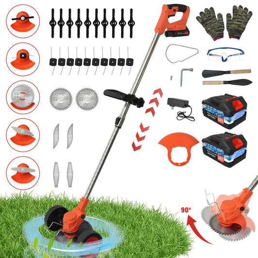 21V Cordless 3-In-1 Lawn Mower Trimmer With Folding Handle