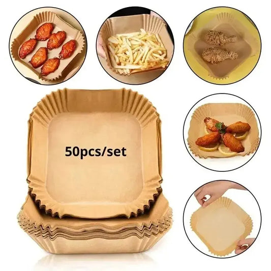 Air Fryer Disposable Paper Liners Pack 50 Nonstick Parchment