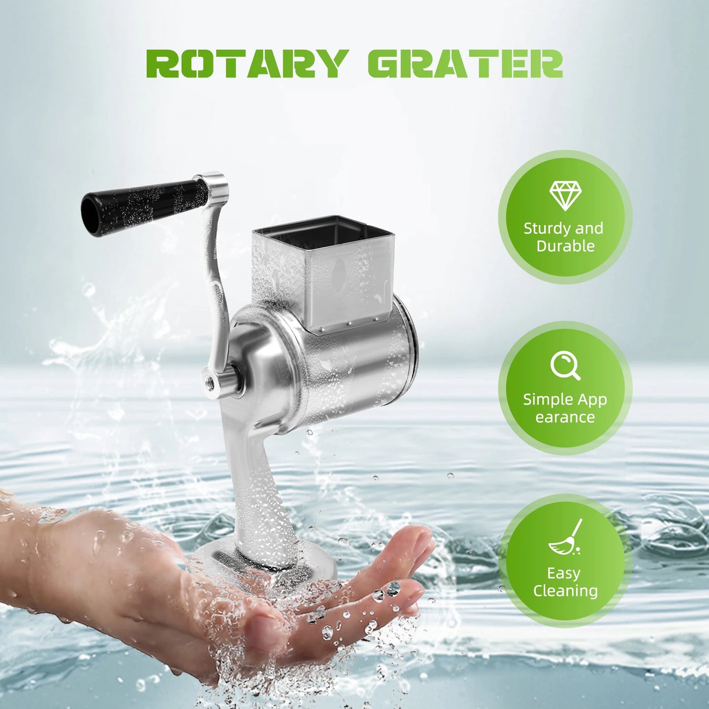 Rotary Grater 5-Blade Stainless Steel Manual Slicer