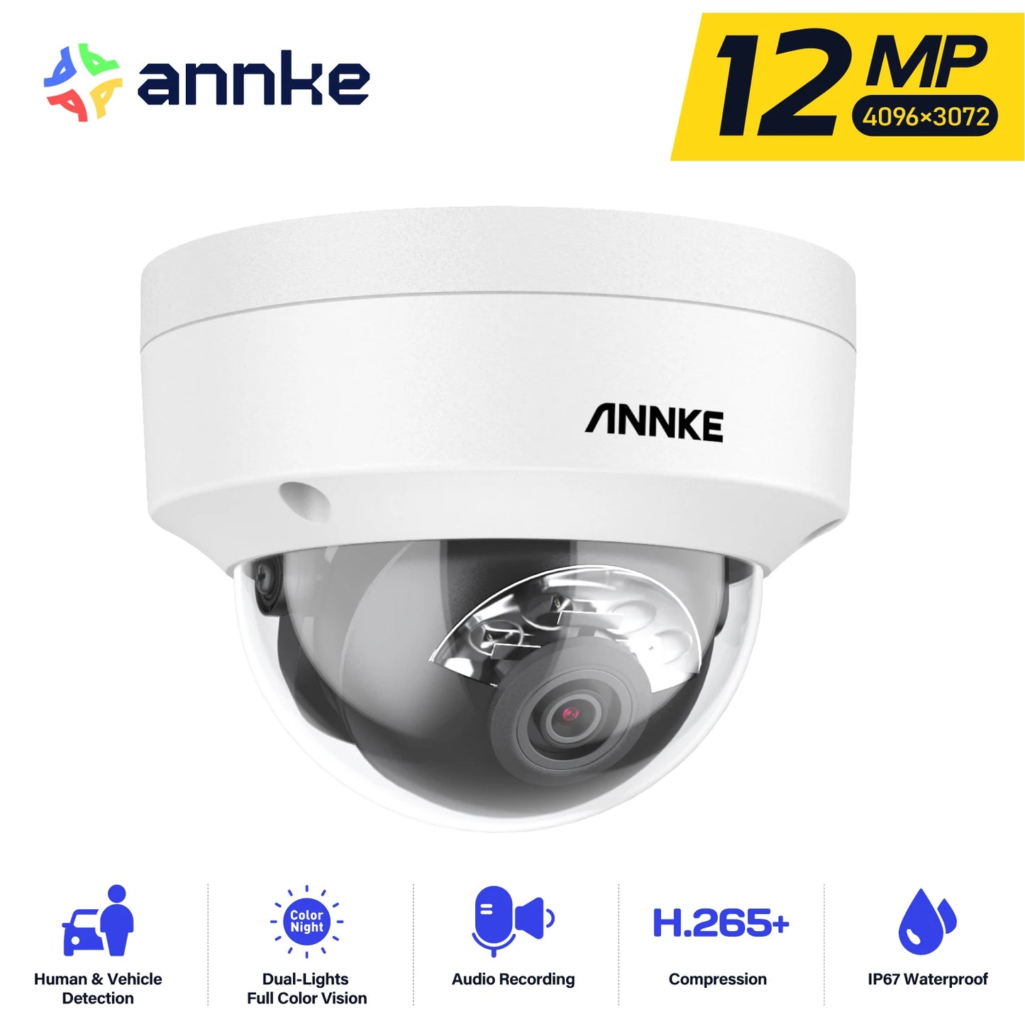 ANNKE 12MP Outdoor Dual-Light PoE Security Camera Night Vision