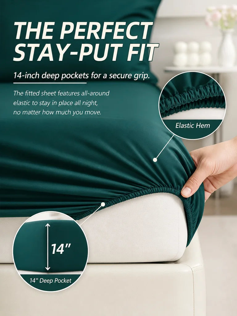 EasYum 5 Piece Brushed Polyester Bedding Set With Pillowcases