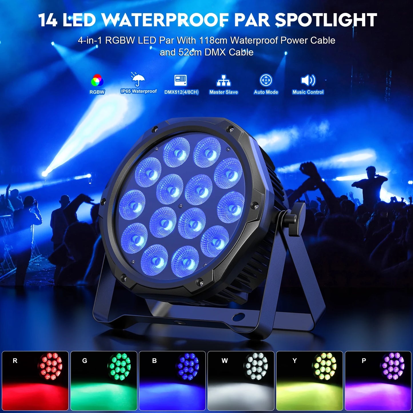 U'King Waterproof LED Par Light 4PCS DMX512 RGBW Stage Lighting
