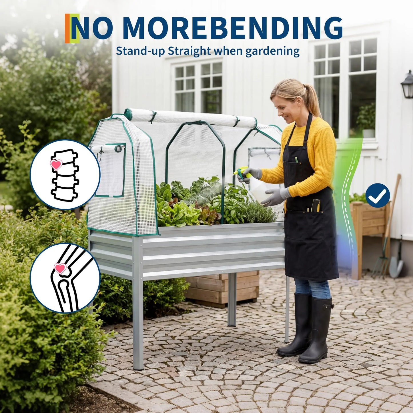 HiMISS Galvanized Raised Garden Bed With Cover And Legs For Vegetables And Herbs