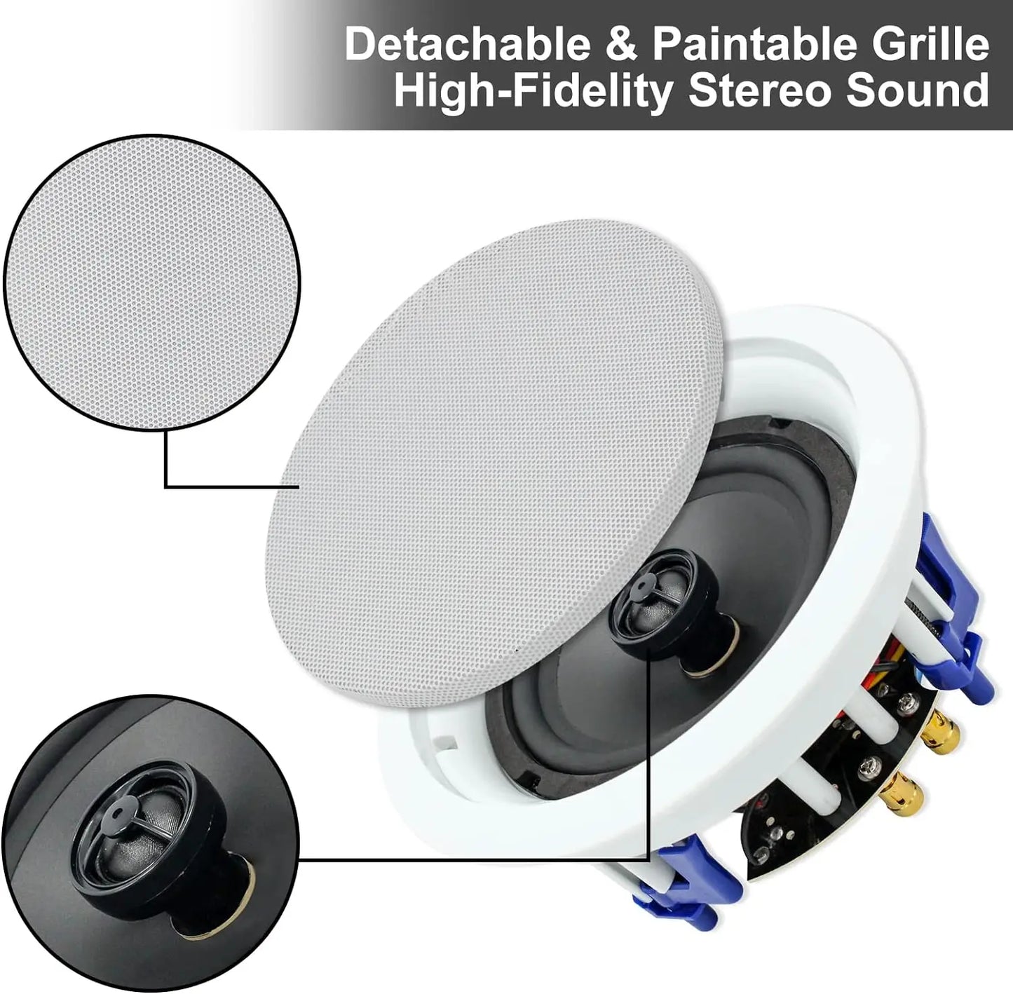 Herdio Passive Ceiling Speakers 2-Way Flush Mount Pair