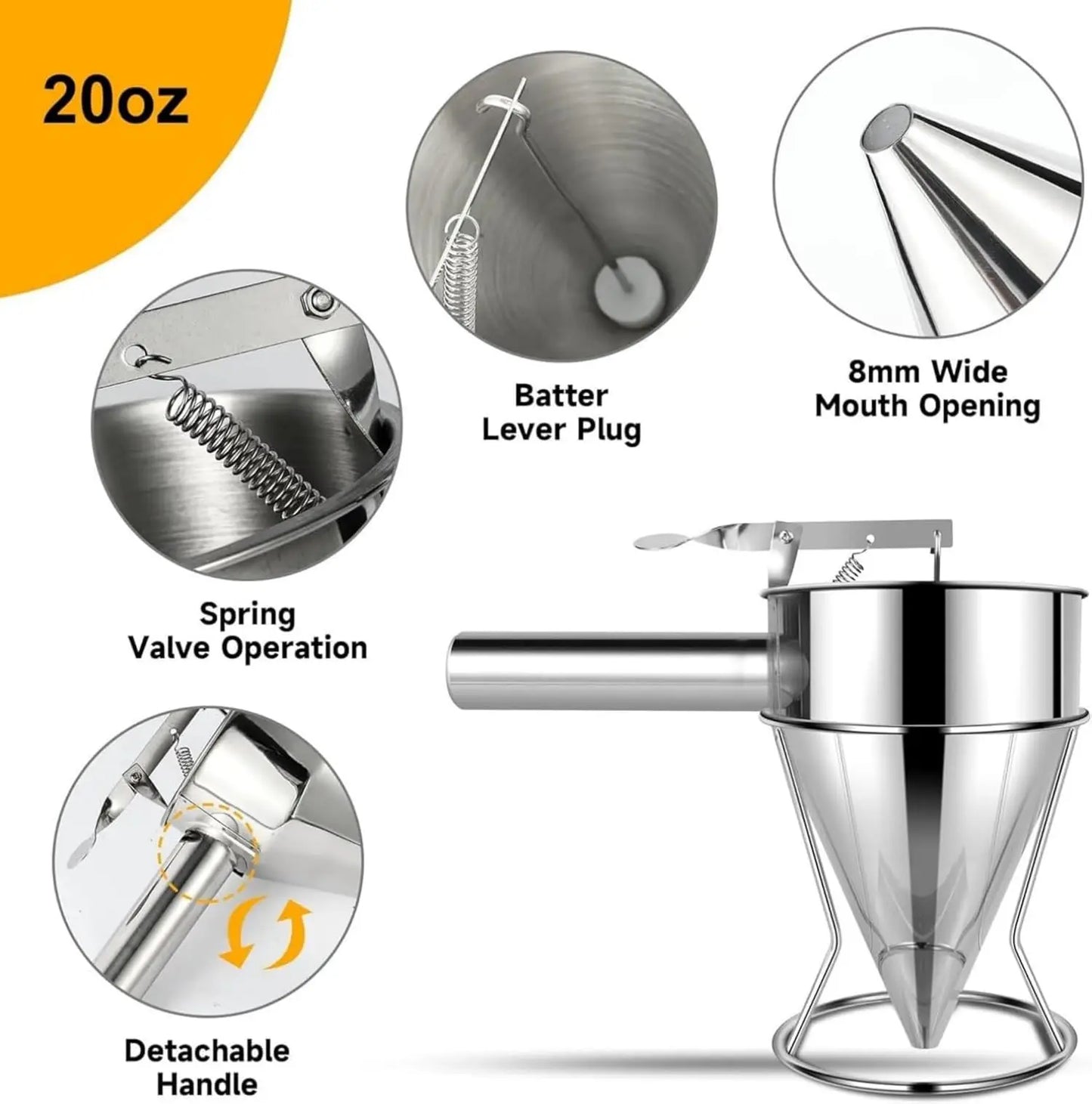 Pancake Batter Dispenser With 4 Nozzles Stainless Steel Stand