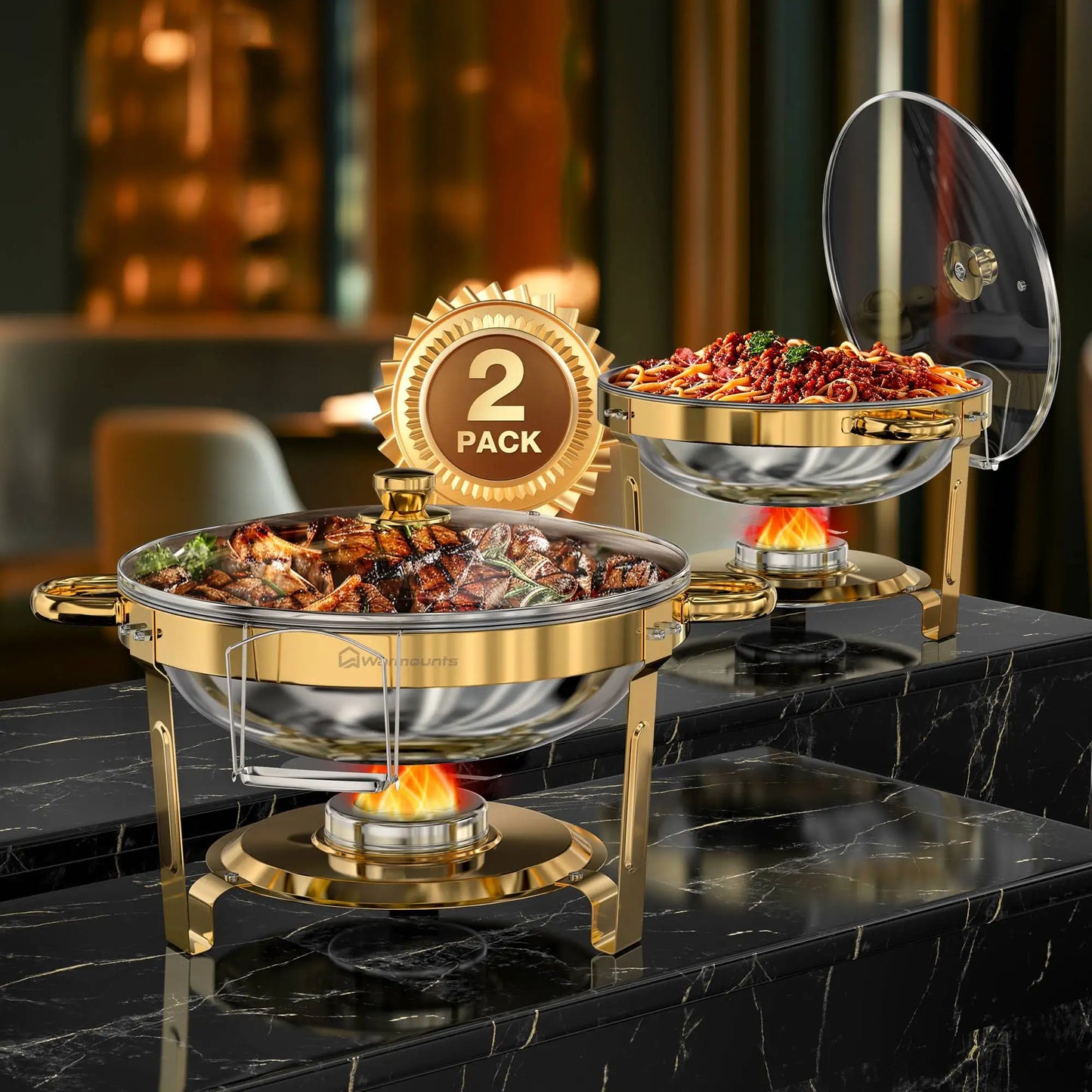 Round Stainless Steel Chafing Dishes Set For Buffets