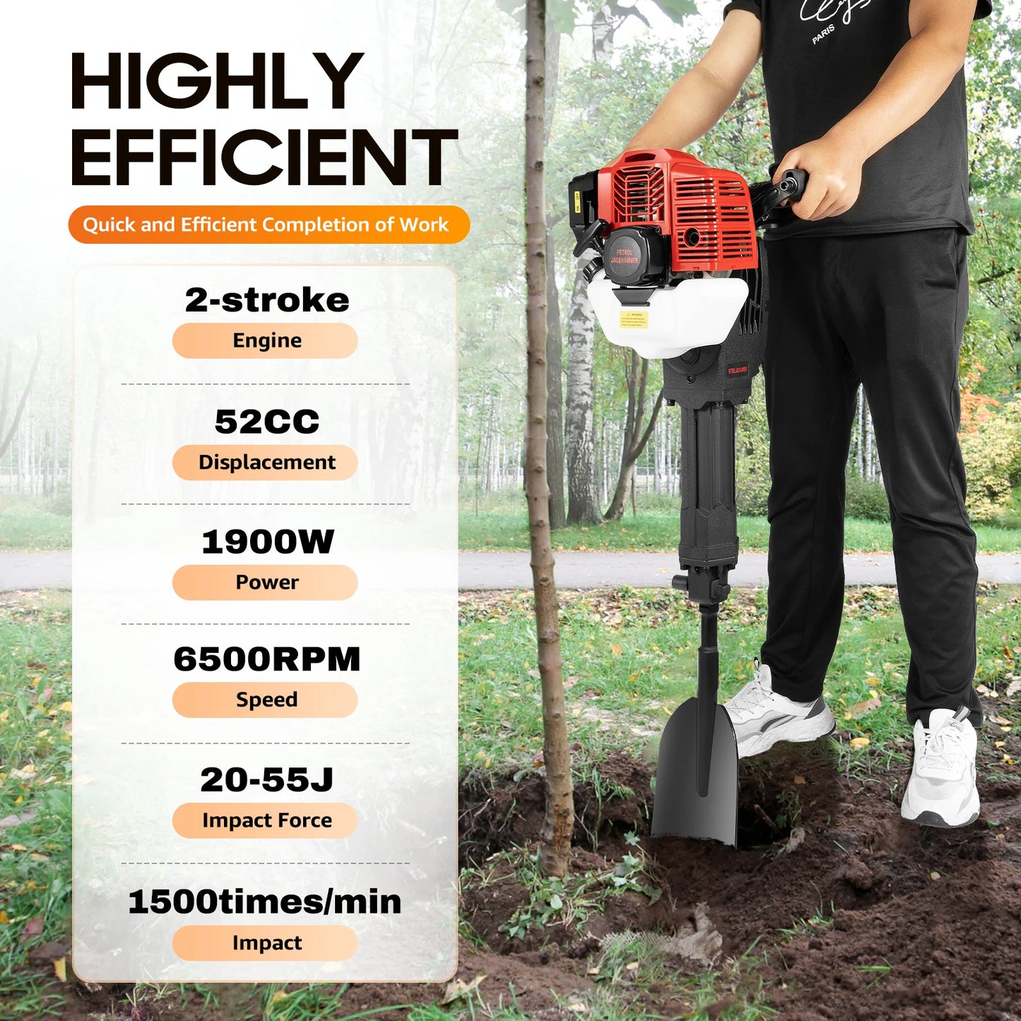 Bymaocar 1900W Garden Tree Digger Shovel Root Transplant Tool
