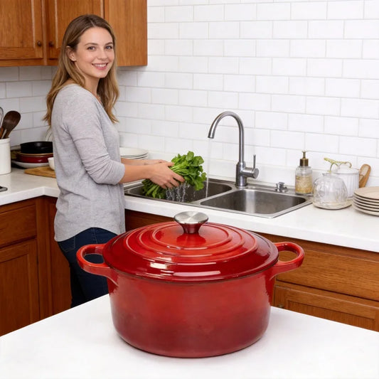 Enameled Cast Iron Dutch Oven With Lid And Dual Handles