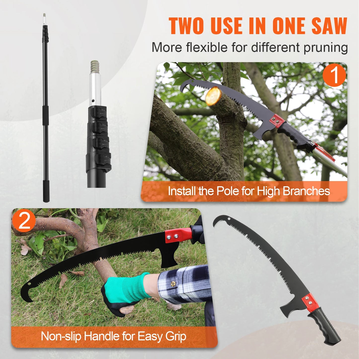 SucceBuy Telescopic Pole Saw Pruner With Sharp Steel Blade