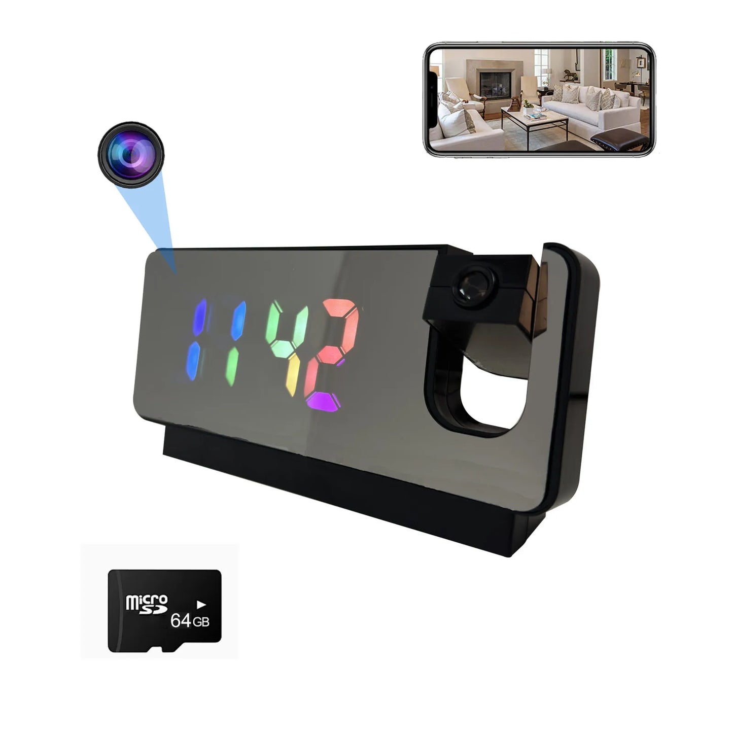 Ouvis 4K Ultra HD Projection Alarm Clock Camera With WiFi Motion Detection