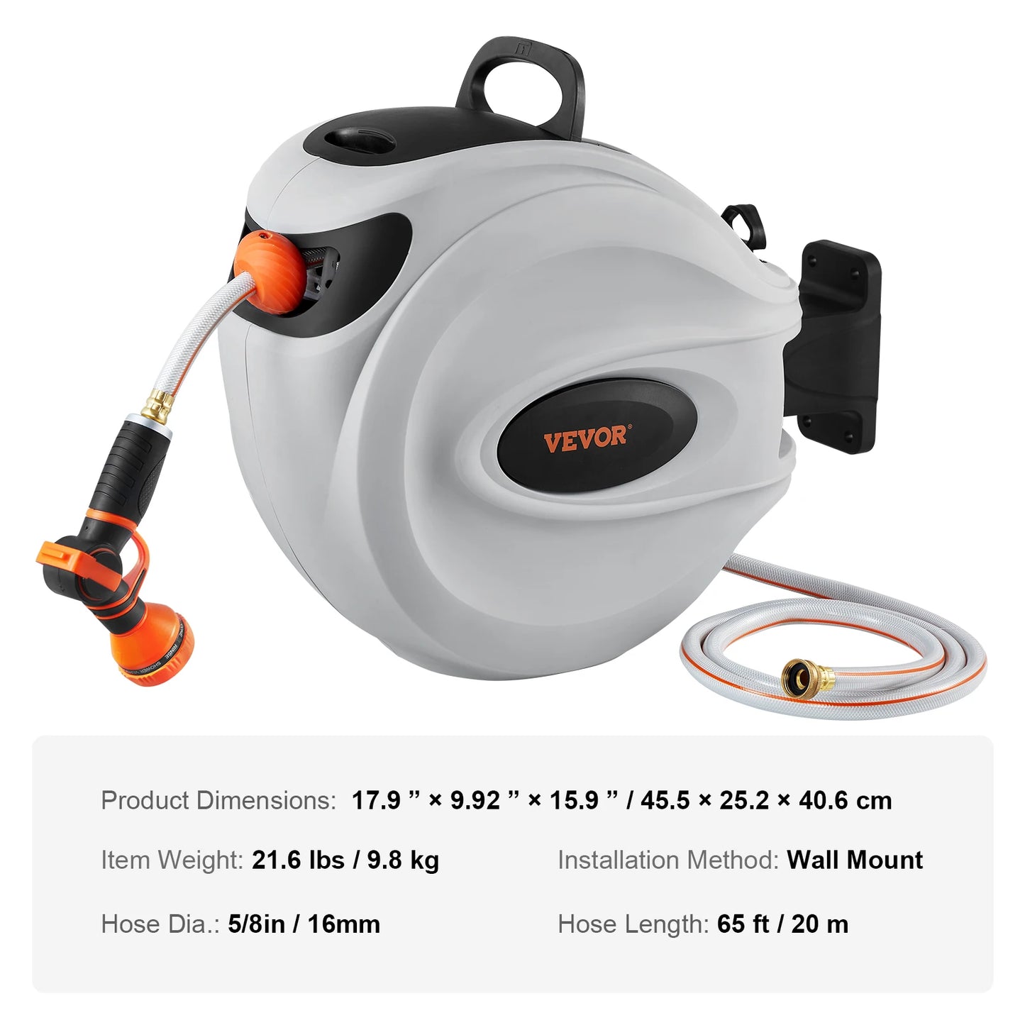SucceBuy Retractable Hose Reel With Swivel Bracket Wall Mount