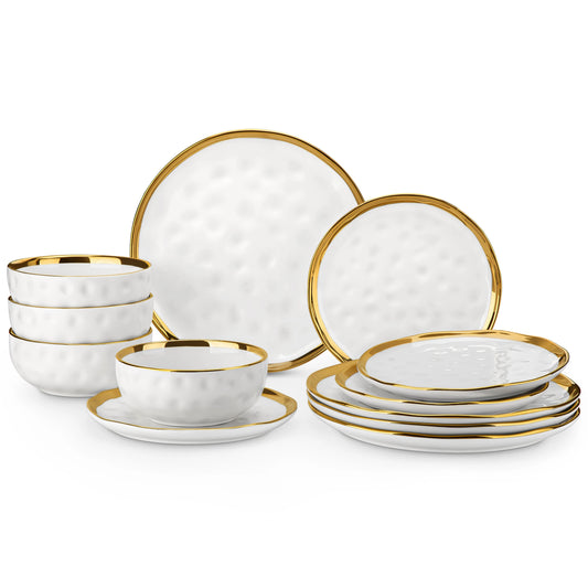 MALACASA Ceramic Porcelain Dinnerware Set For Everyday Use