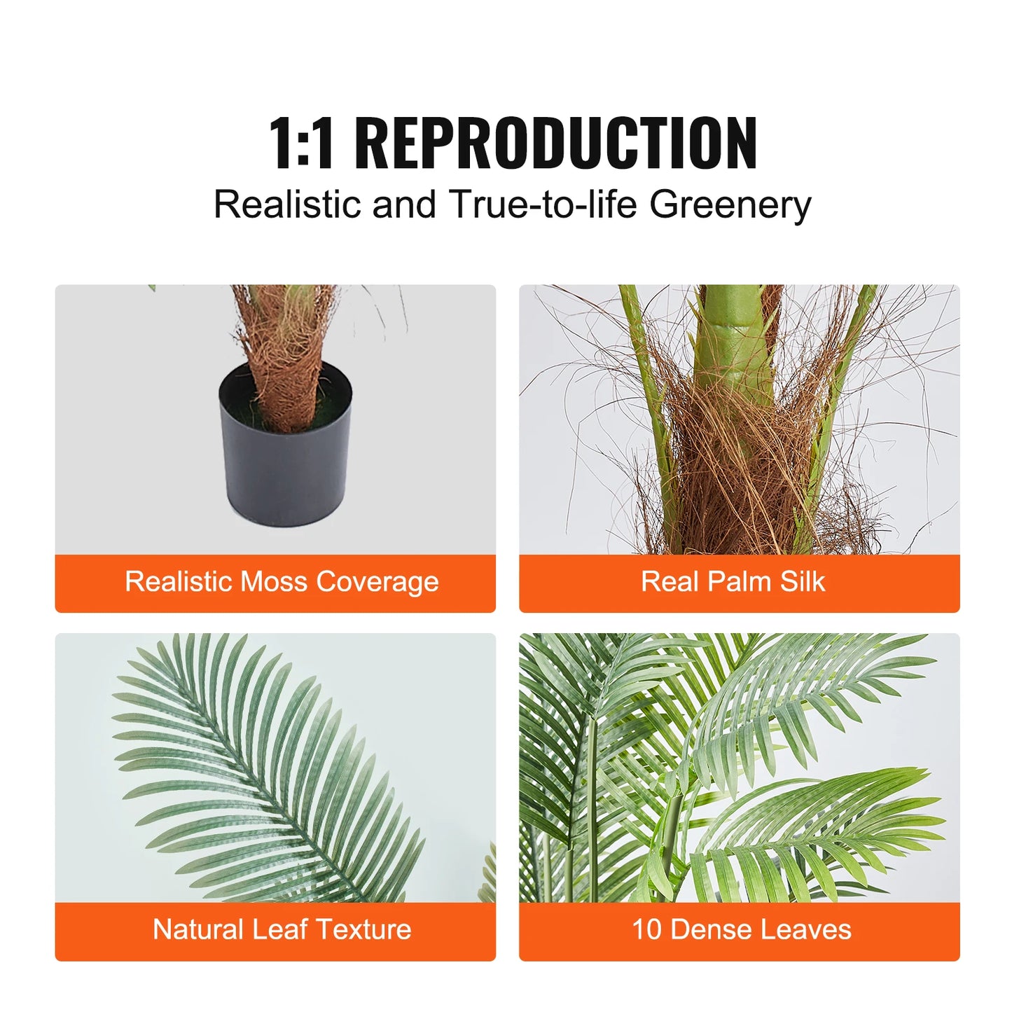 SucceBuy Artificial Palm Tree Faux Plant With Anti Tip Support
