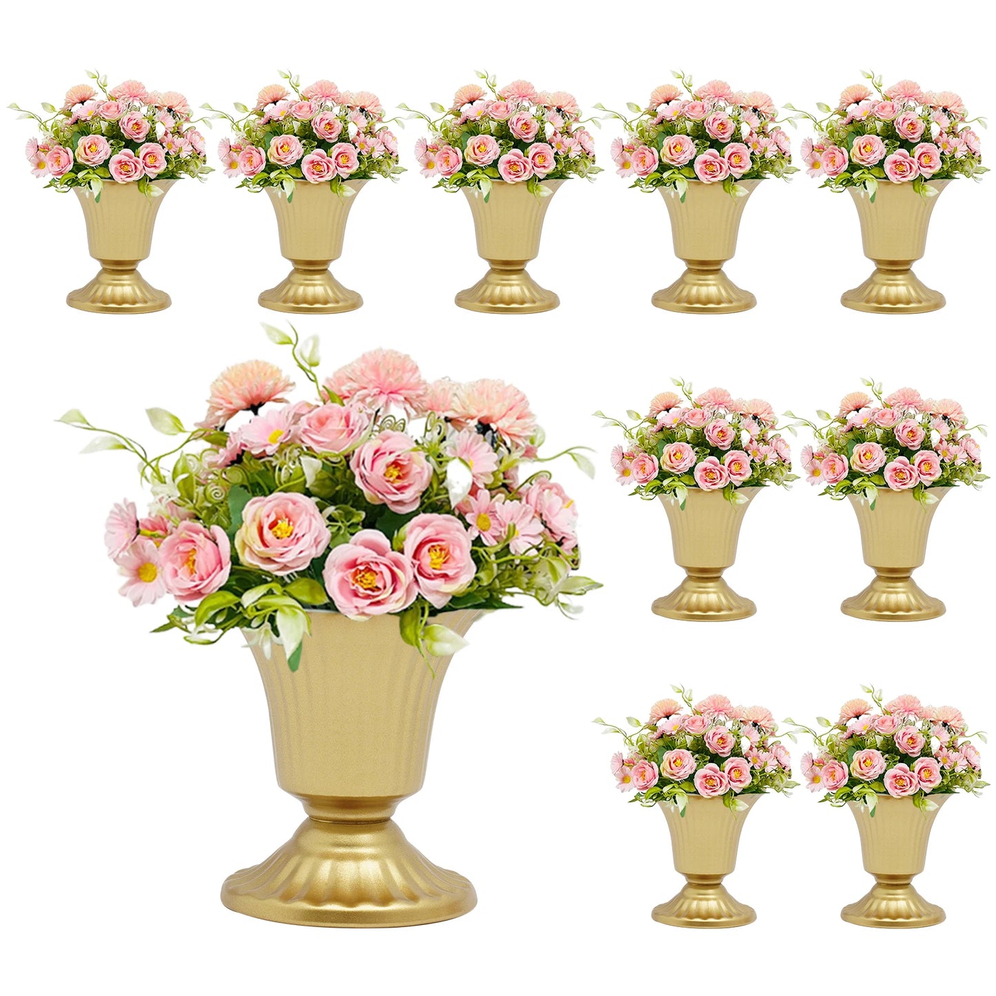 Gold Floral Vases Set Of 10 Trumpet Centerpieces For Weddings