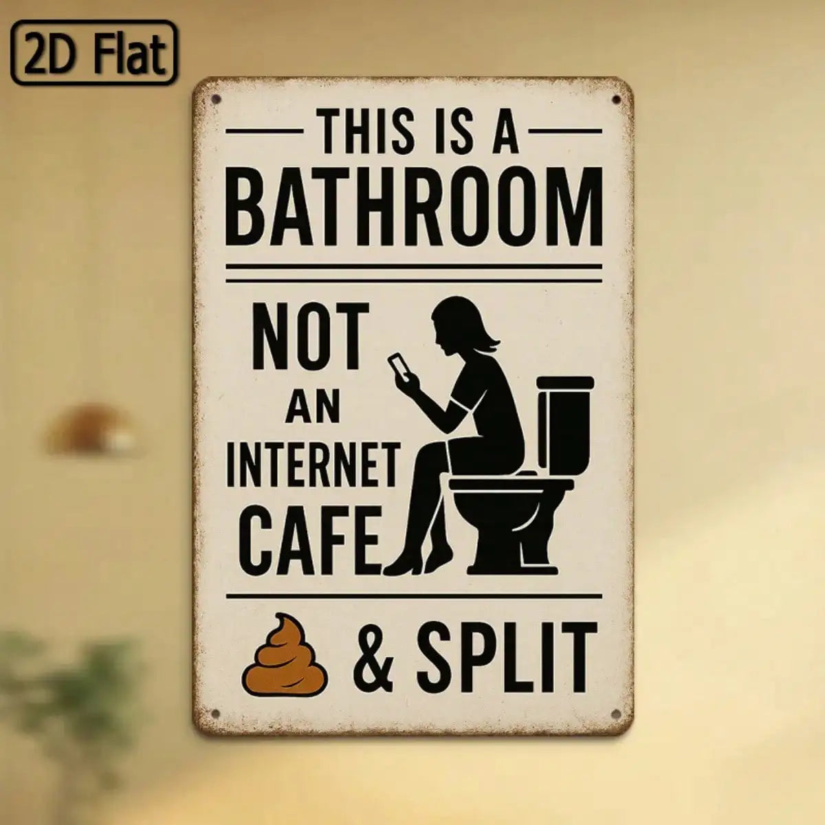 Vintage Iron Tin Sign Bathroom Humor Wall Art For Restroom