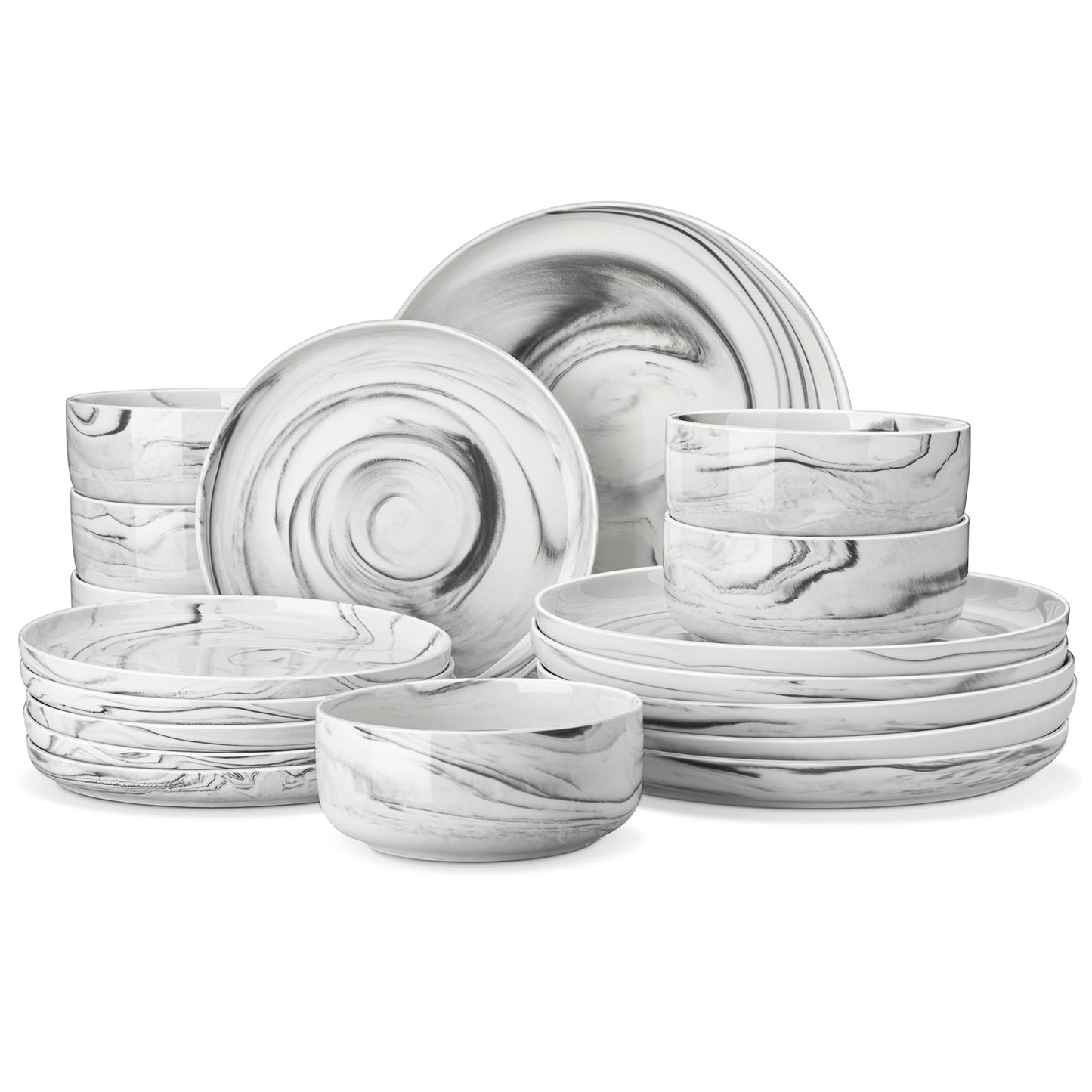 MALACASA Porcelain Dinnerware Set Elegant Everyday Tableware