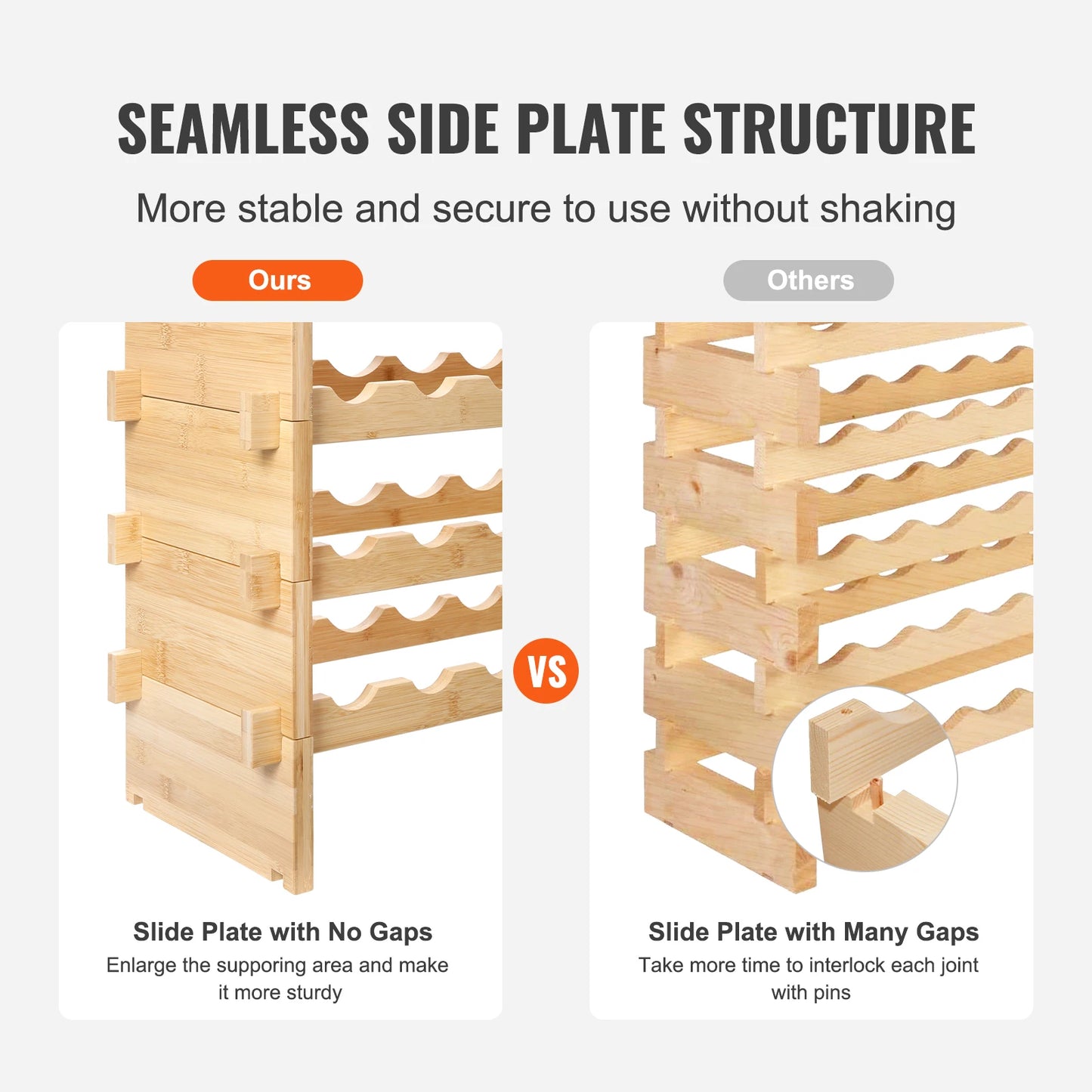 SucceBuy Bamboo Wine Rack 8-Tier Stackable Free Standing Storage