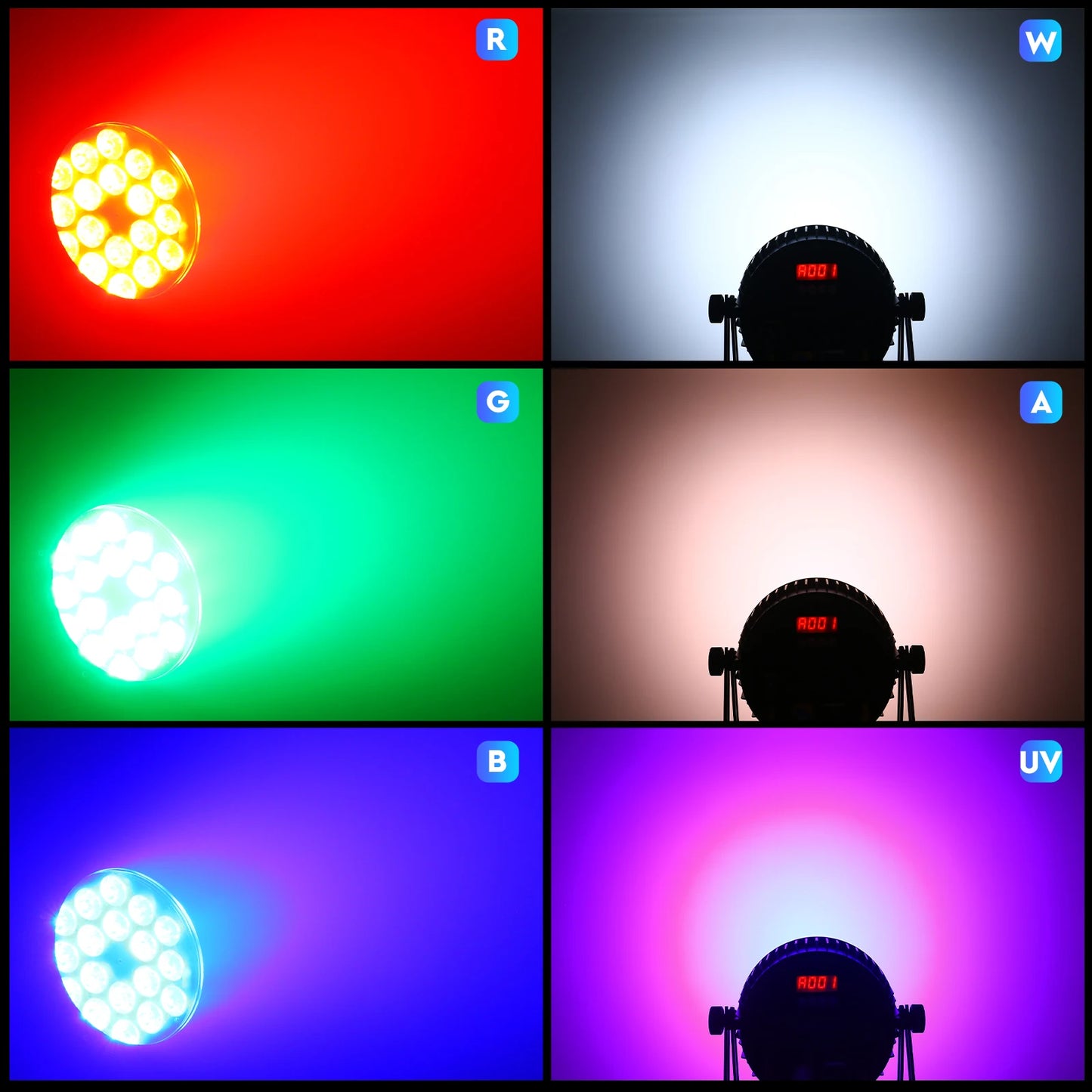 U'King 4Pack 150W LED Par Light Waterproof DMX512 18x10W RGBWAUV