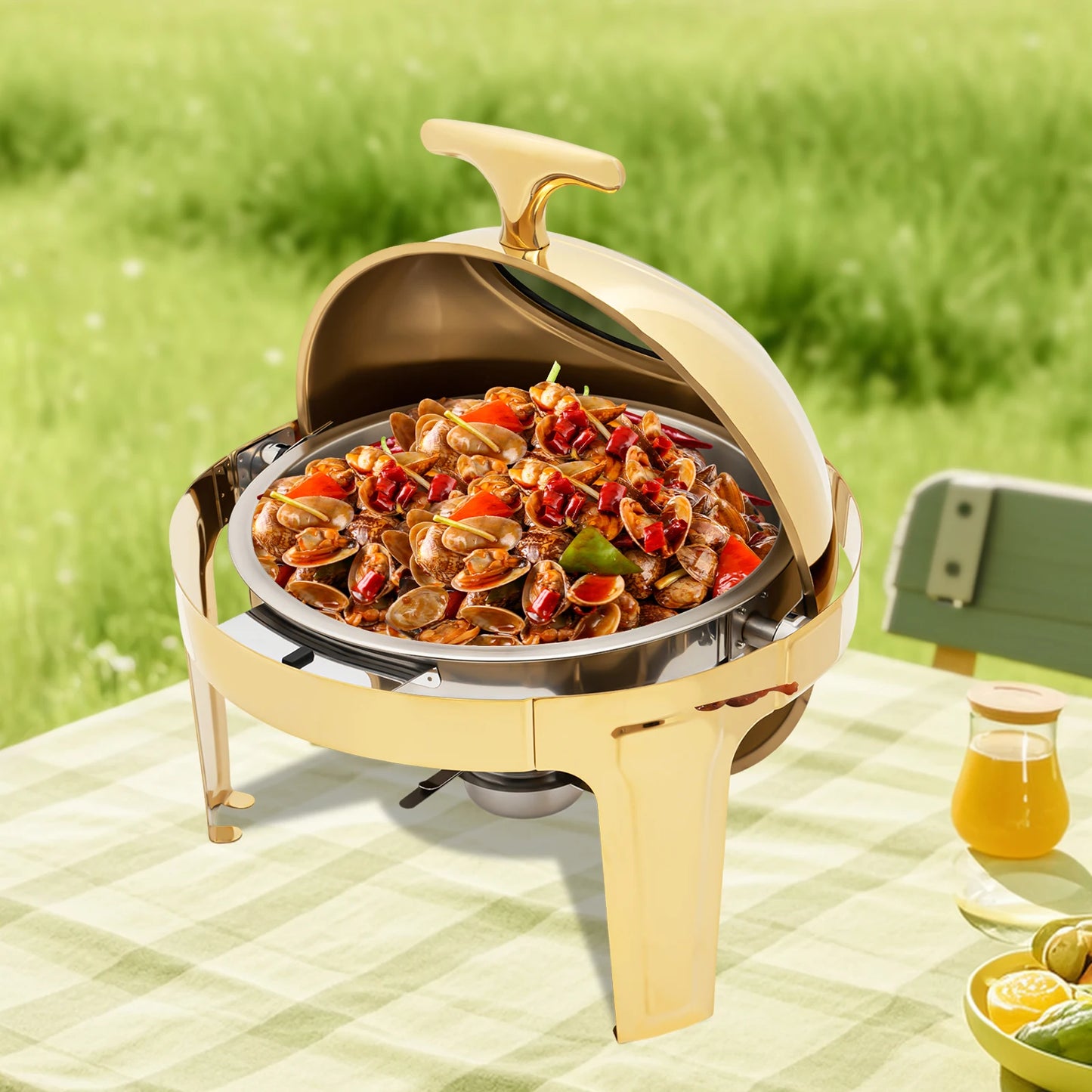 Round Chafing Dish Buffet Set With Thick Frame For Weddings