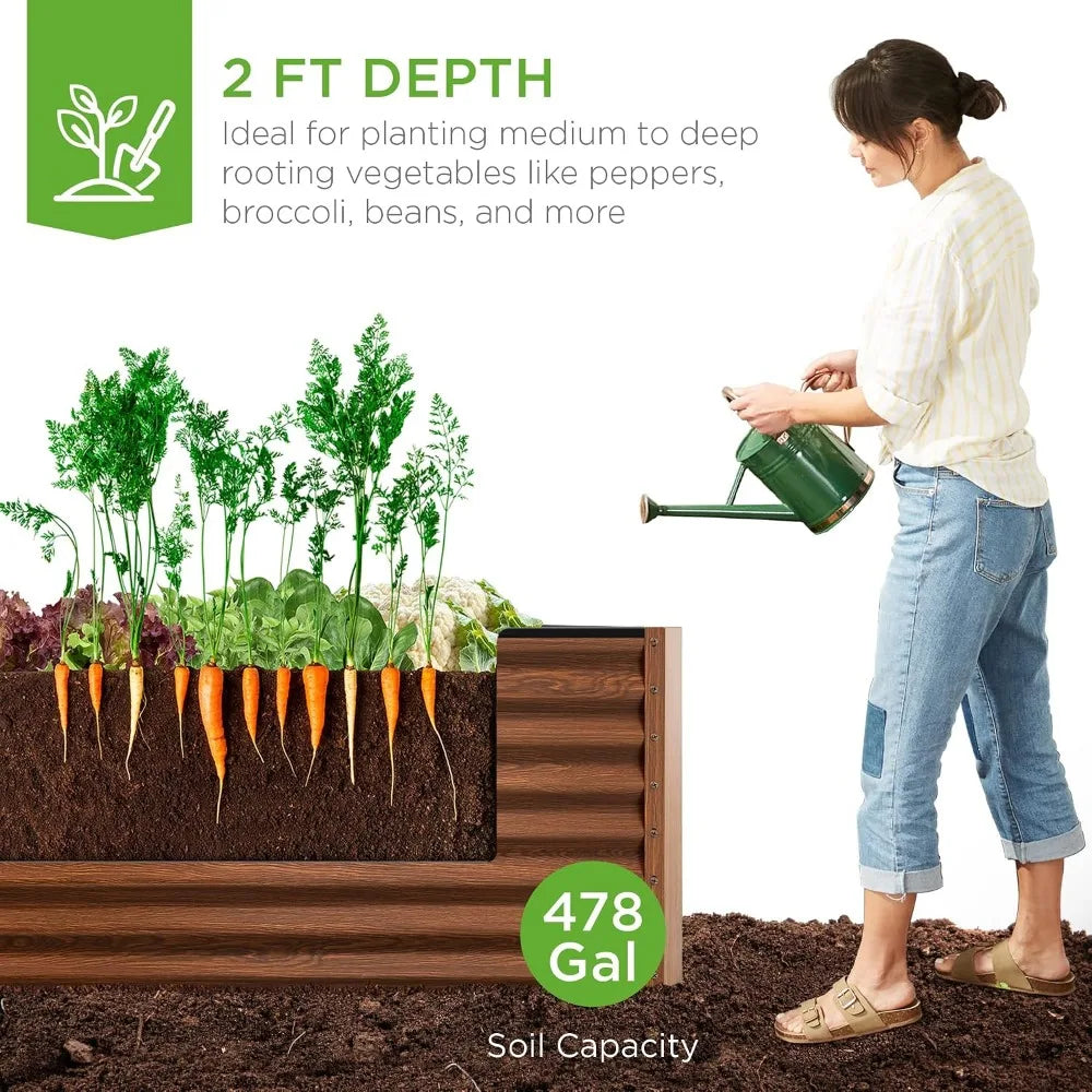 Outdoor Metal Raised Garden Bed For Vegetables Herbs And Flowers