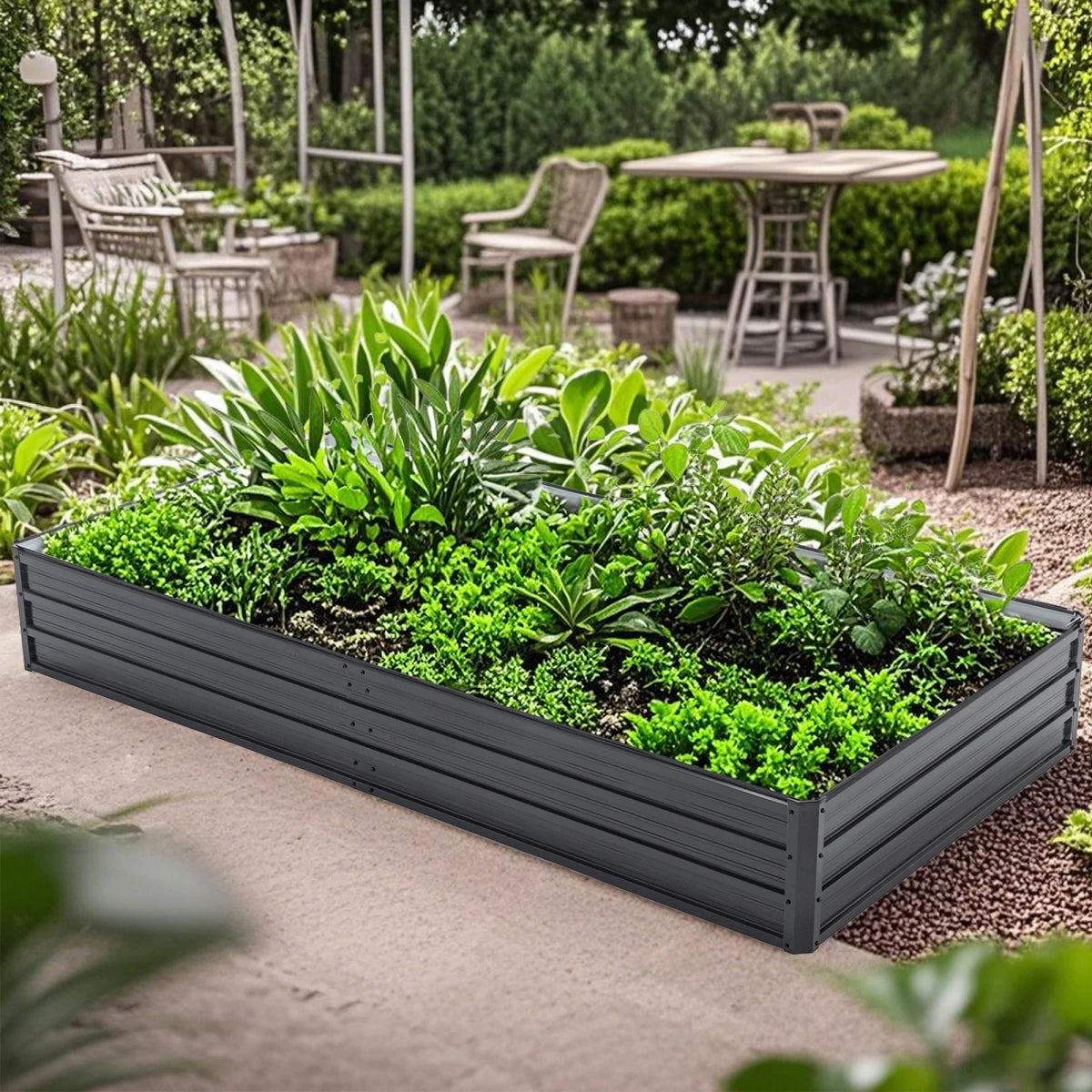 Raised Garden Bed Kit With Galvanized Rustproof Steel Easy Assembly
