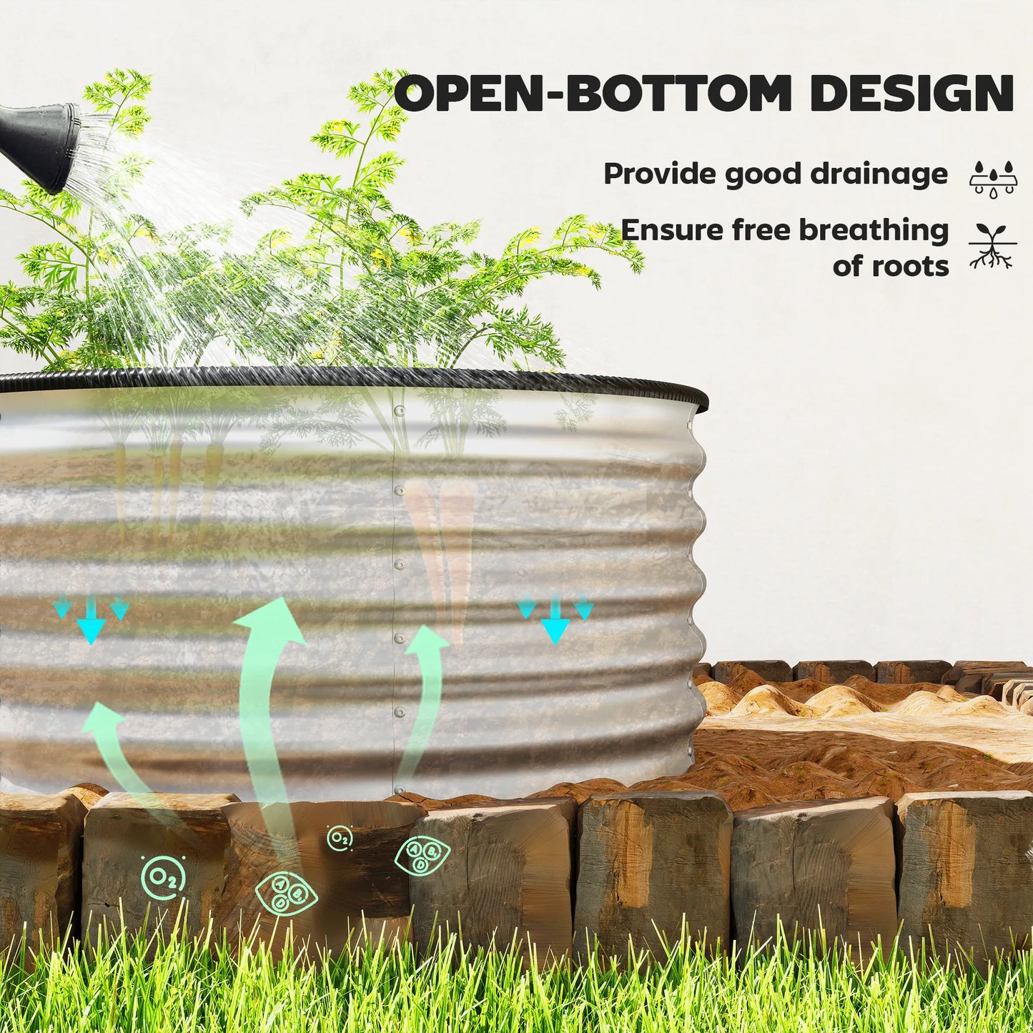 Raised Garden Bed Set Of 2 Galvanized Planter Boxes
