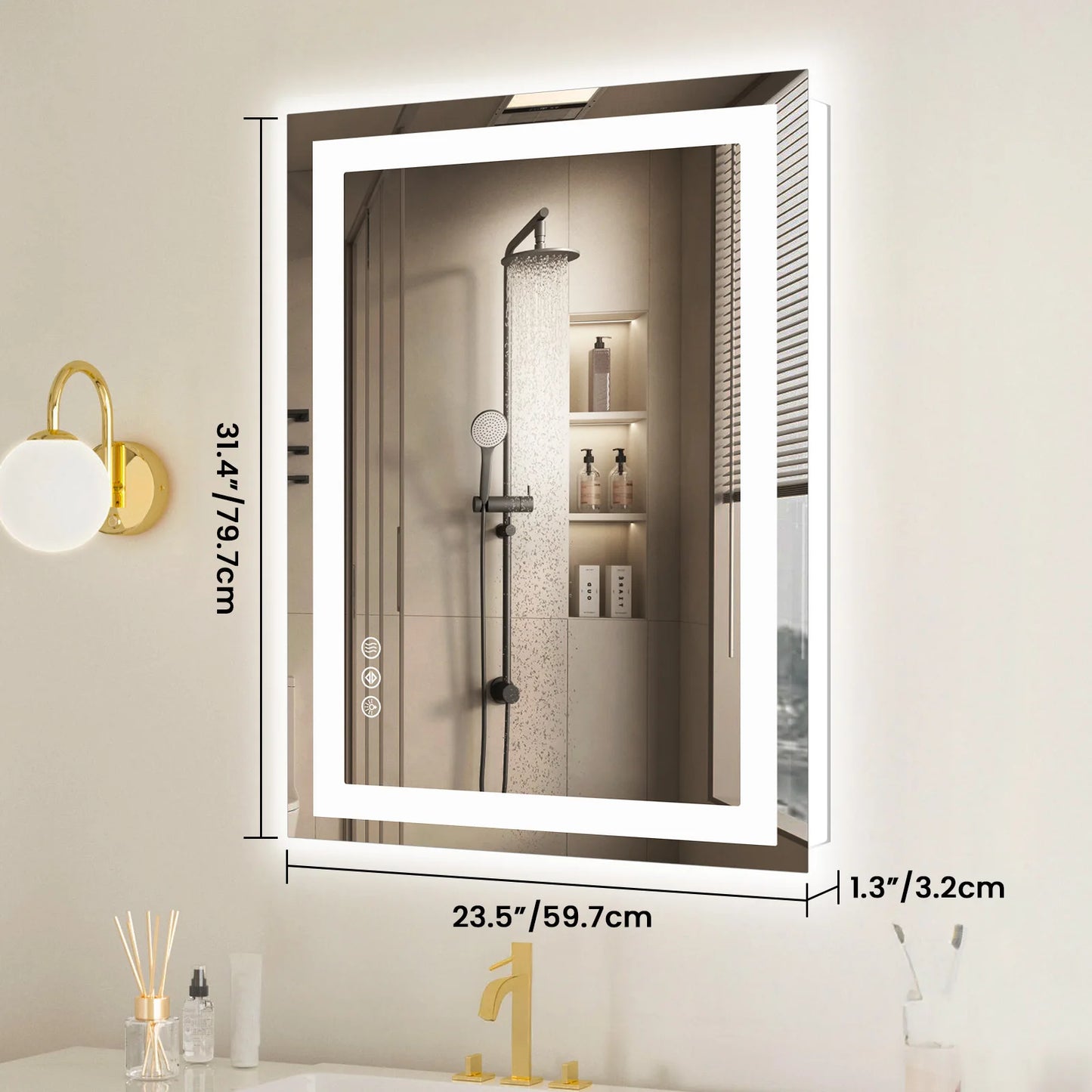 JHK 36 By 24 Inch Led Bathroom Vanity Mirror With Backlight