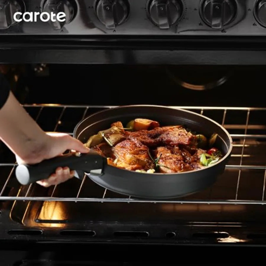 Nonstick Cookware Set 20pcs With Removable Handle for Oven Safe