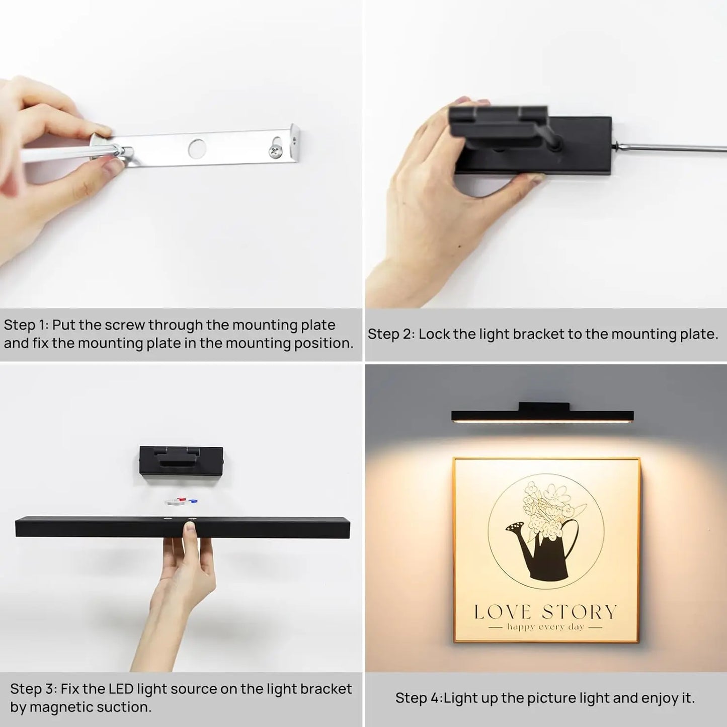 PRTILOUD Wireless Art Light, Dimmable CCT, Battery Powered With Remote