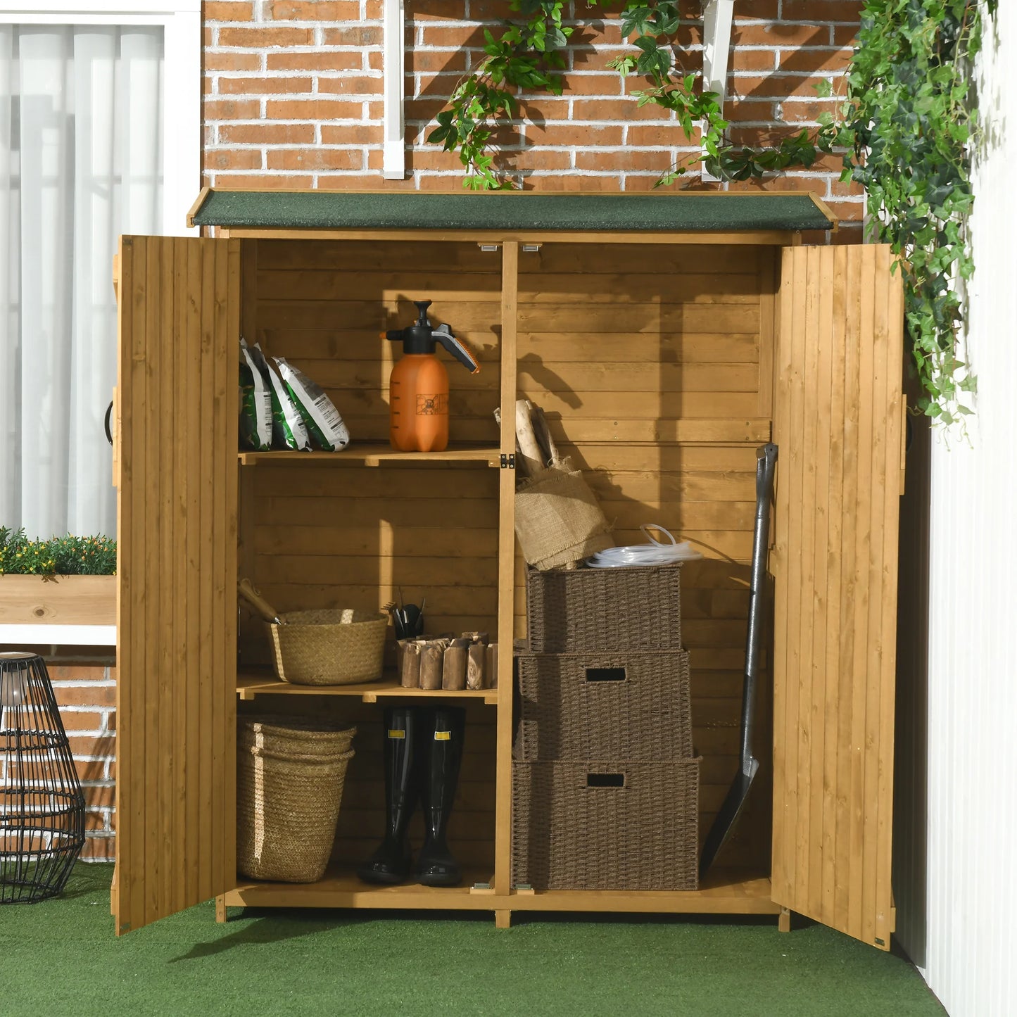 Outsunny Wooden Waterproof Garden Storage Shed With Asphalt Roof