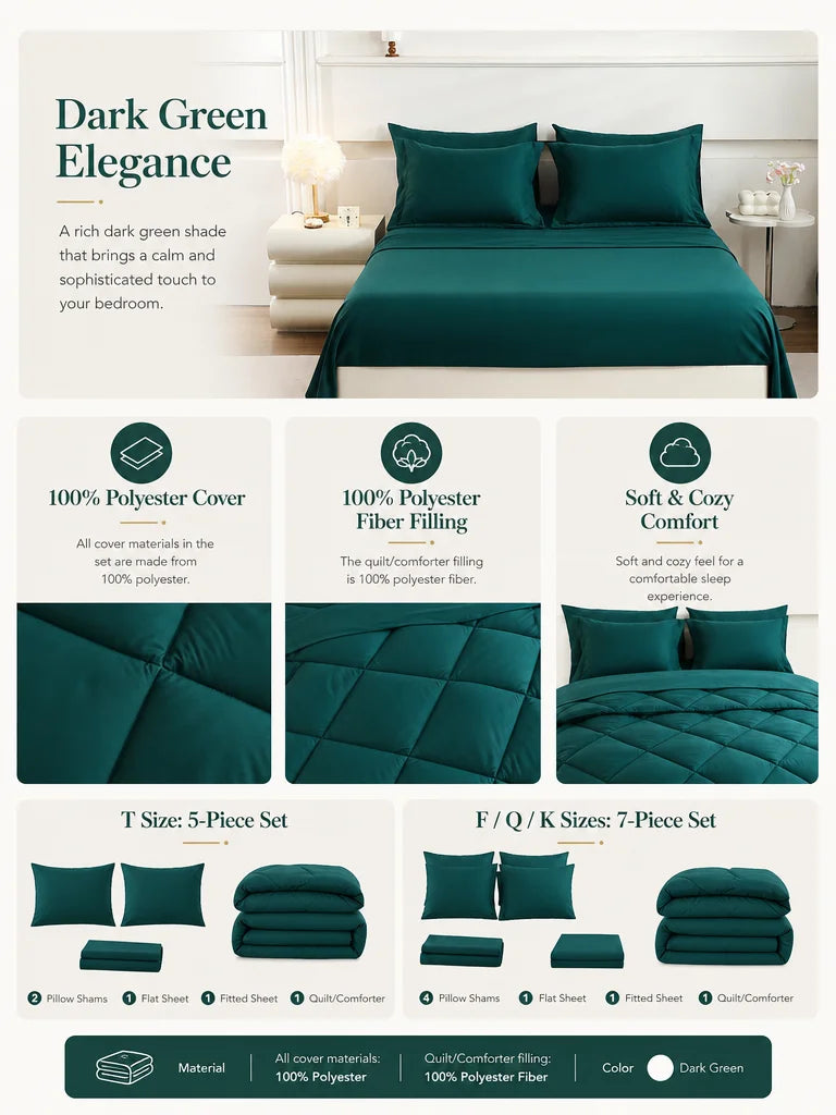 EasYum 5 Piece Brushed Polyester Bedding Set With Pillowcases