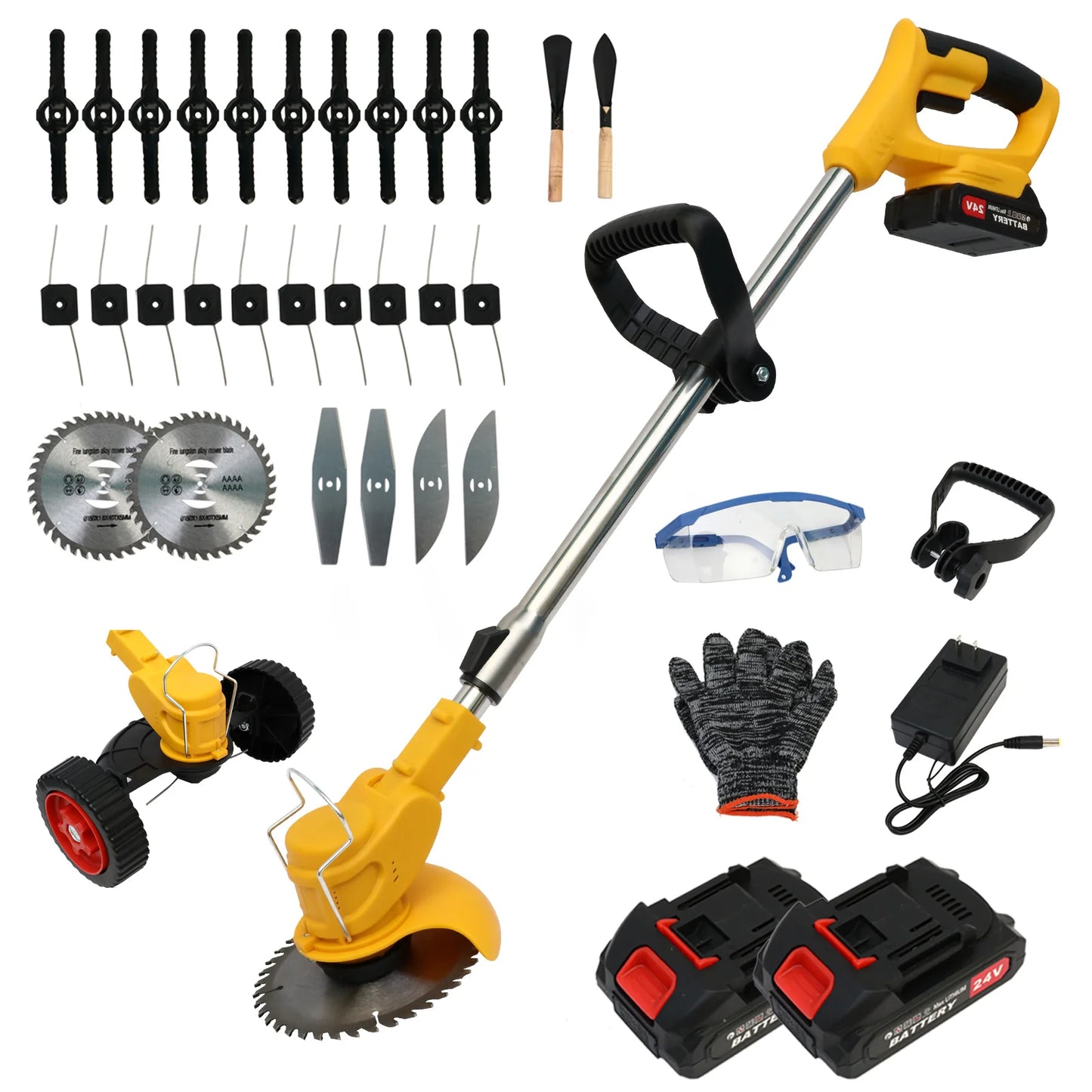 21V Cordless Grass Trimmer 3in1 Edger Mower With Batteries