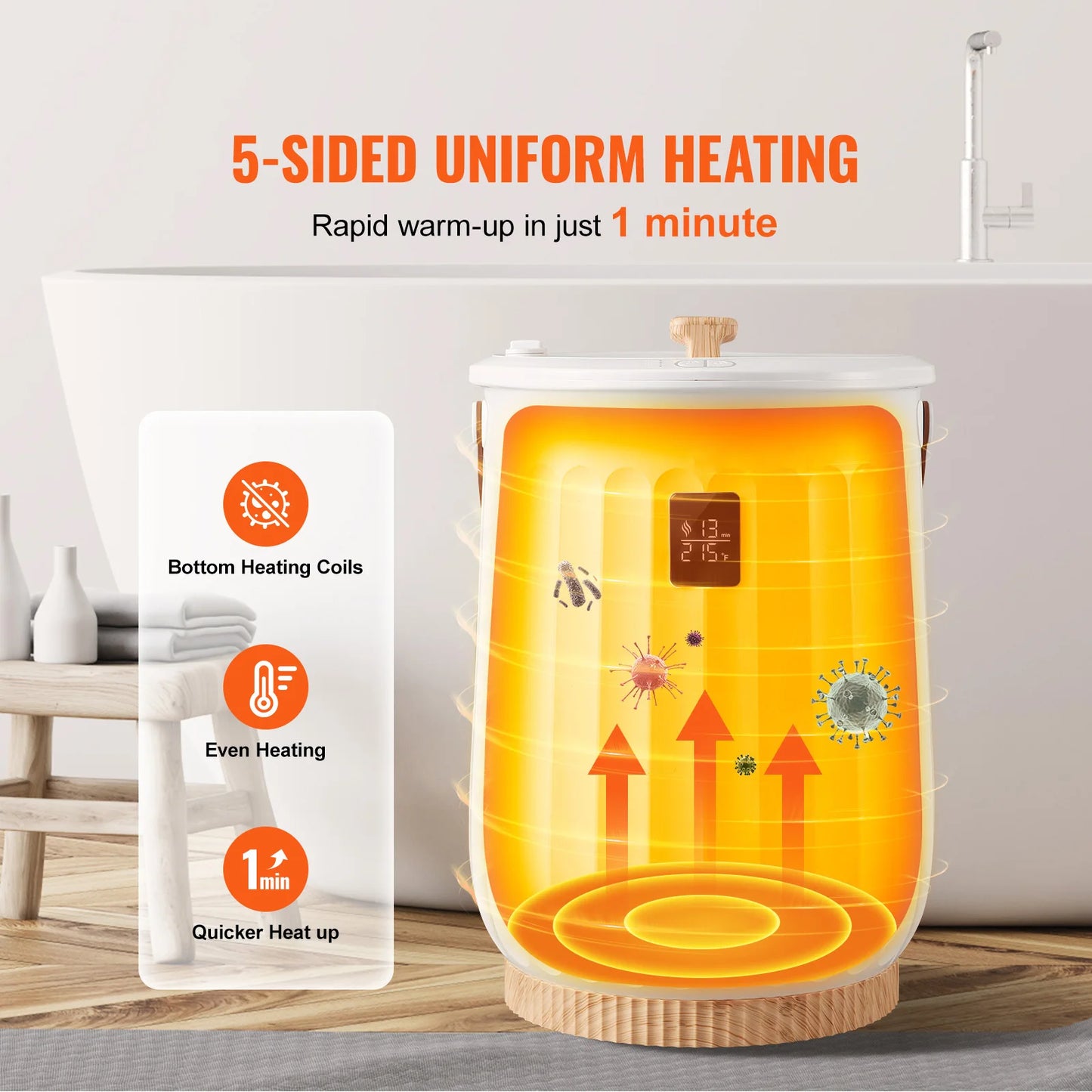 SucceBuy 20L Large Capacity Floor Towel Warmer With Led Display