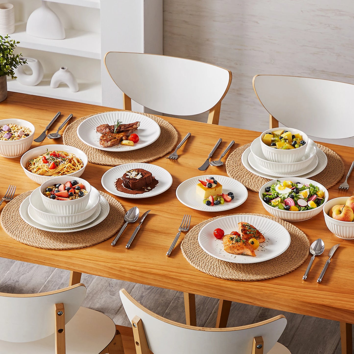 MALACASA Leila Ceramic Dinnerware Set Porcelain Tableware Collection