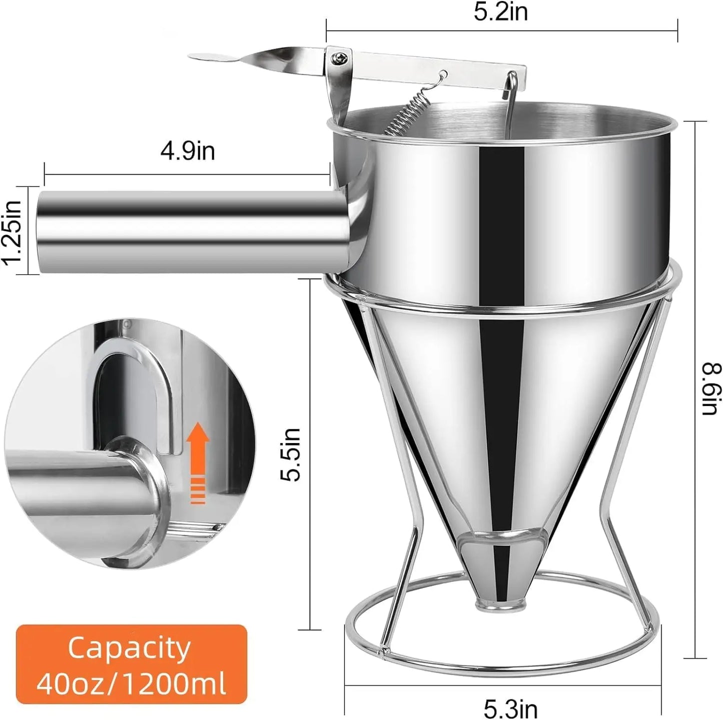 Pancake Batter Dispenser With 4 Nozzles Stainless Steel Stand